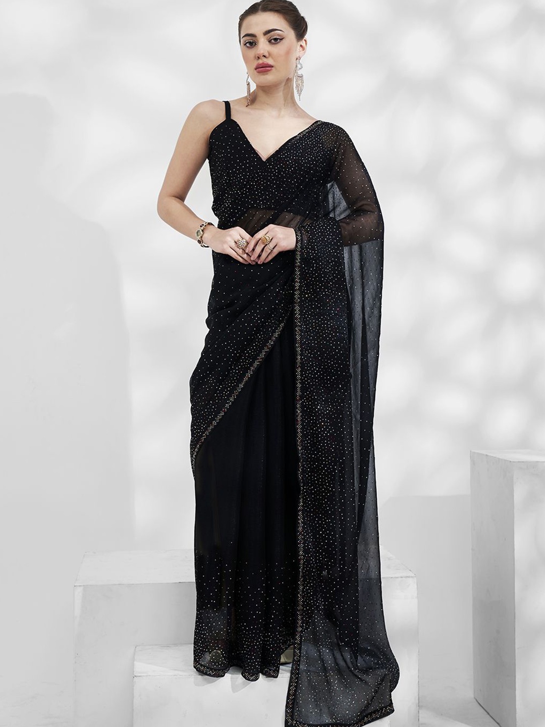 

Kalista Embellished Beads and Stones Ready to Wear Saree, Black