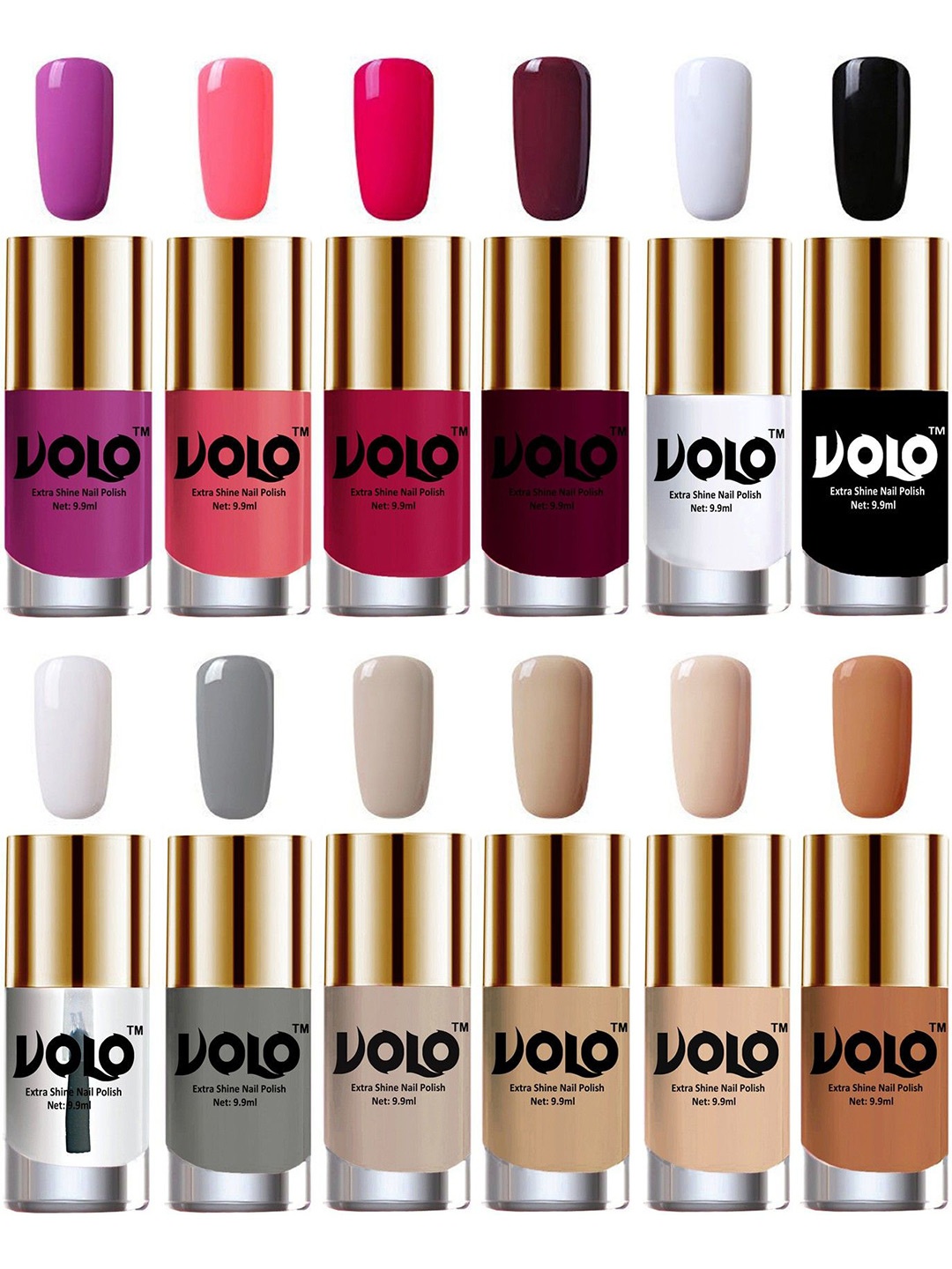 

VOLO Set Of 12 Extra Shine Nail Polish-9.9ml Each-Combo-No-83, Red