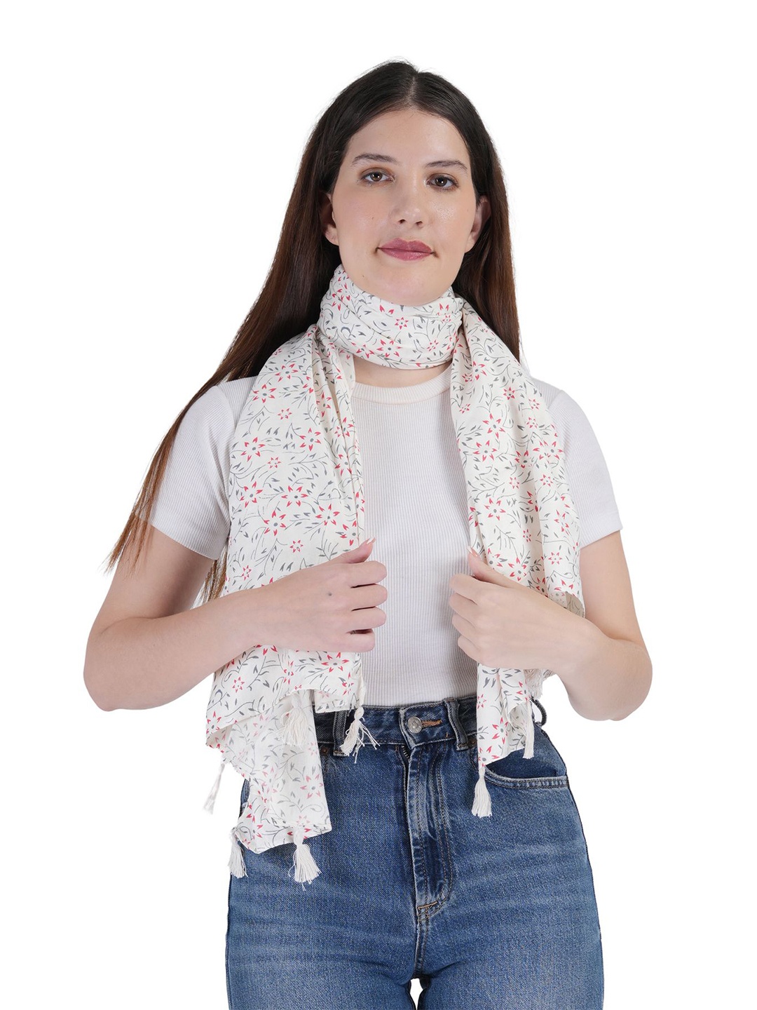 

TEEMOODS Women Printed Scarf, White