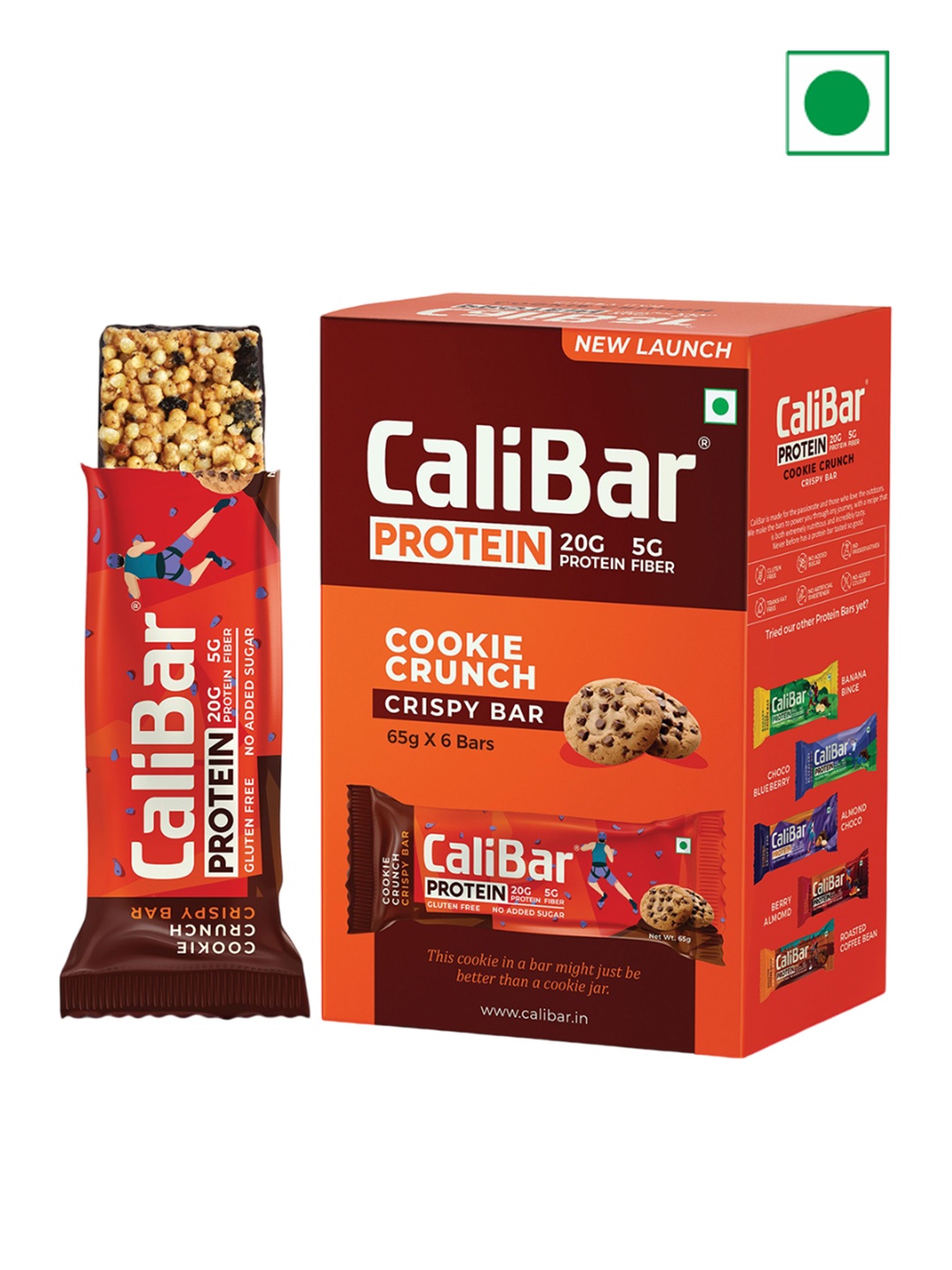 

CaliBar Pack Of 6 CaliBar & Protein Bar Cookie Crunch - 65g Each, Orange