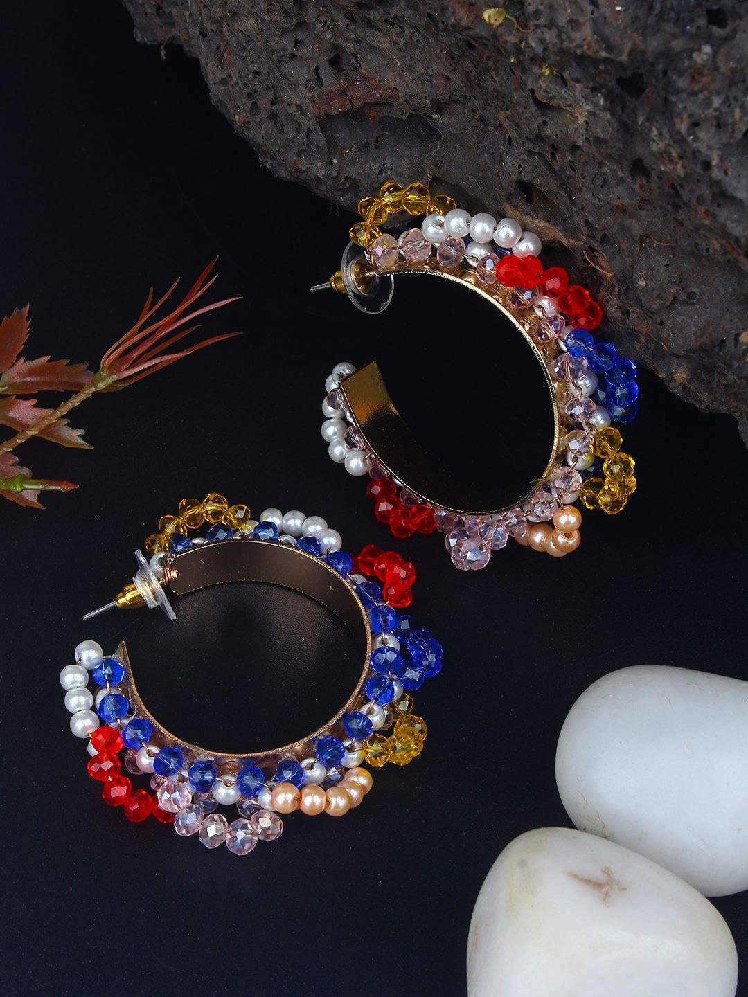 

KPOP Gold-Plated Circular Beaded Drop Earrings