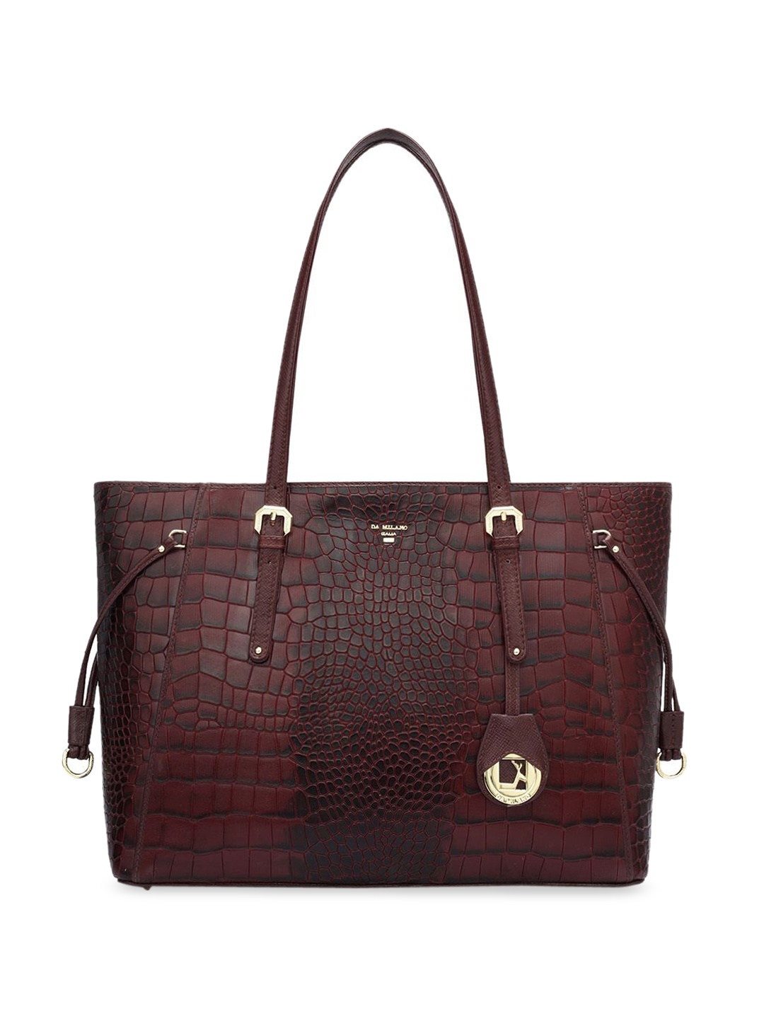 

Da Milano Textured Leather Shopper Tote Bag, Burgundy