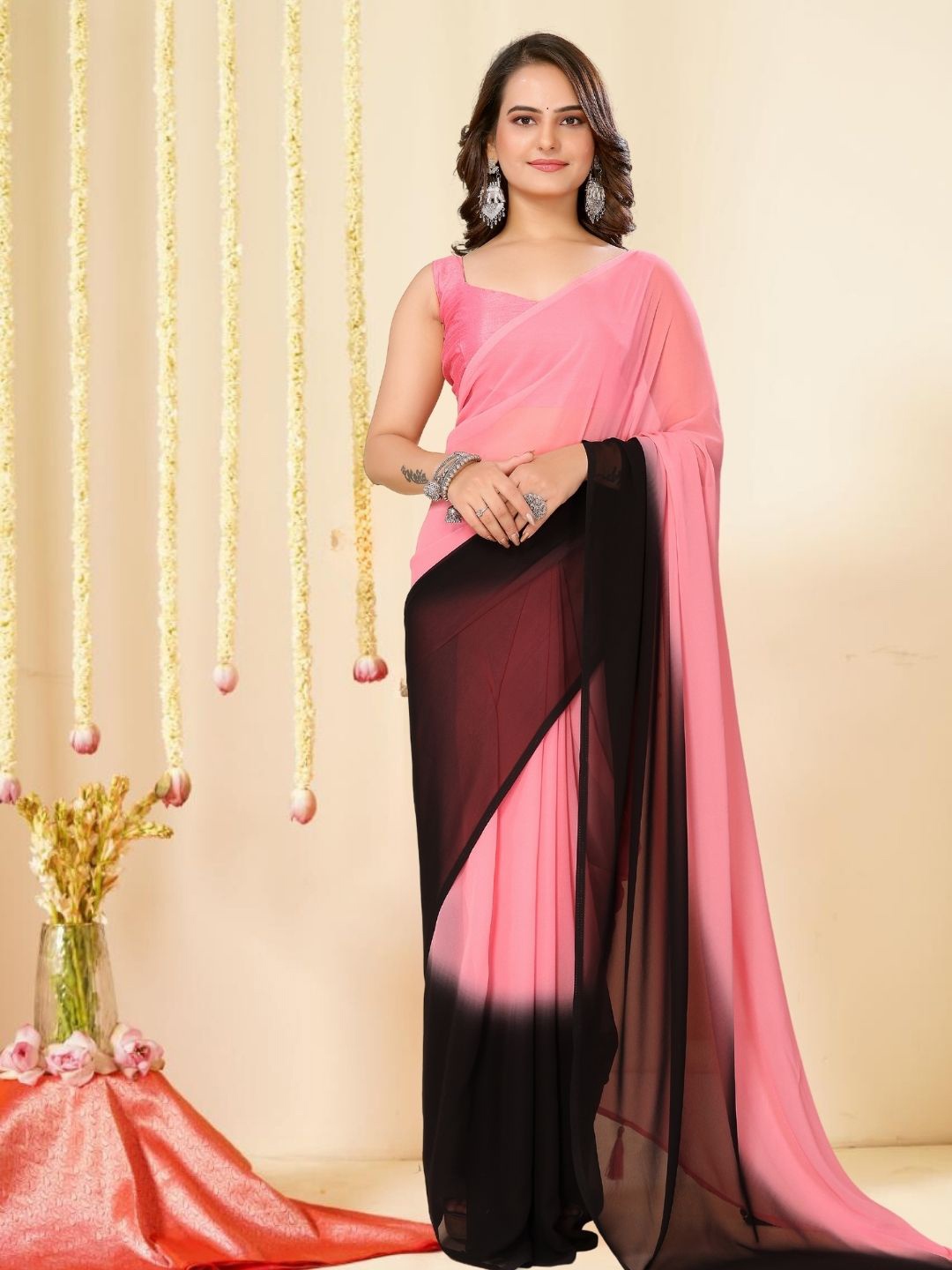 

MAGMINA Ombre Ready to Wear Saree, Pink