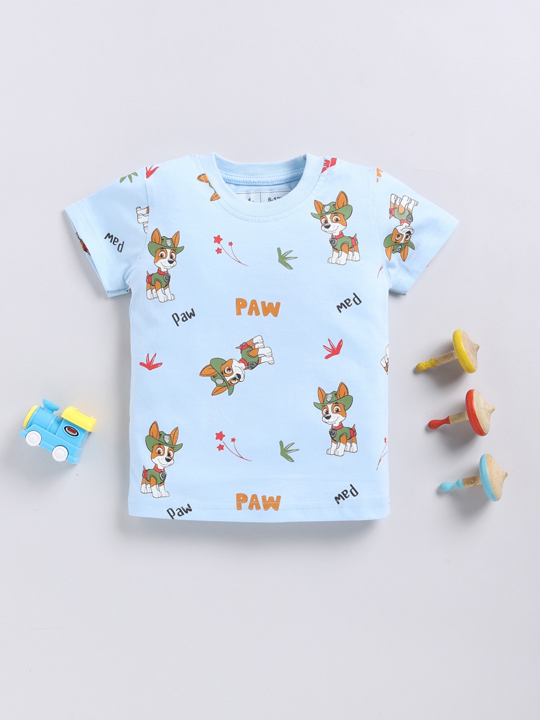 

YK X Minute Mirth Infant Boys Paw Patrol Printed Pure Cotton T-shirt, Blue