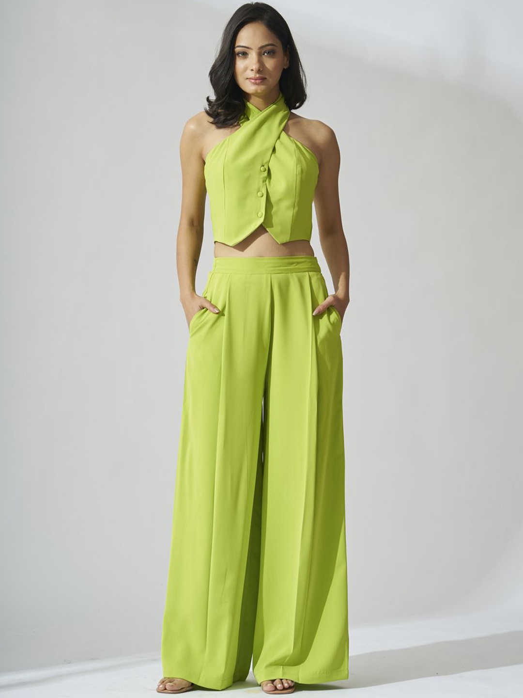 

Risate Halter Neck Top With Trousers, Green