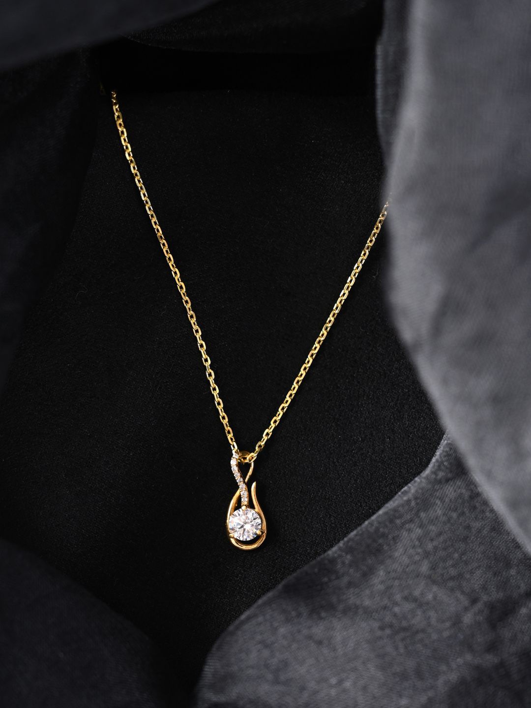 

Clara 925 Sterling Silver Gold-Plated Cubic Zirconia Studded Pendant With Chain