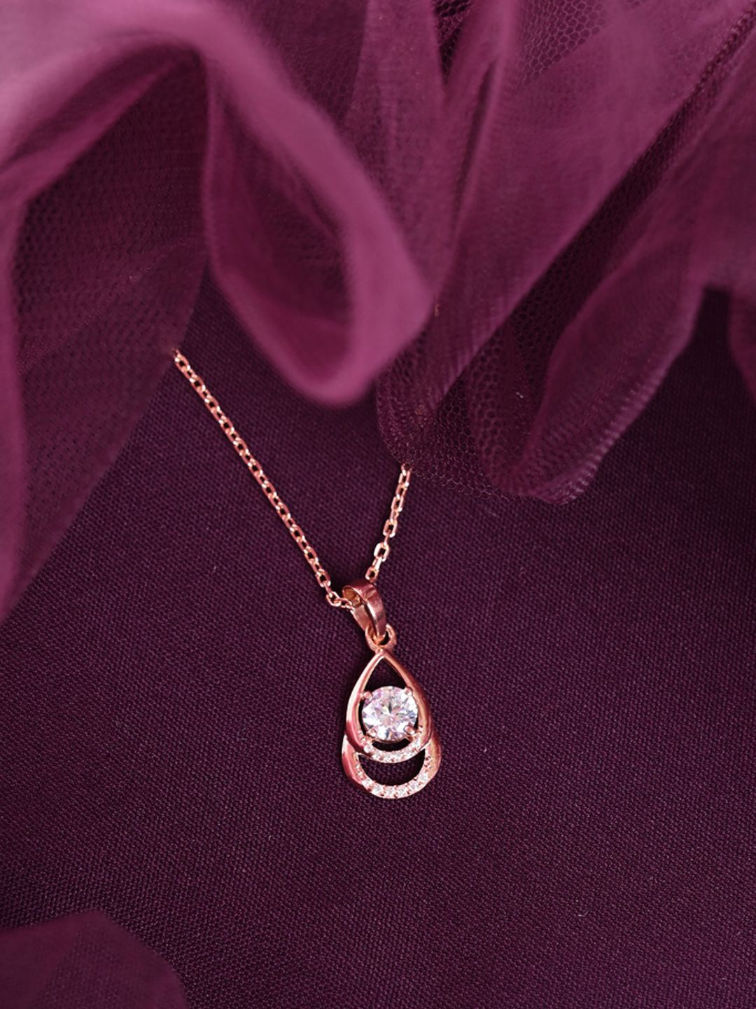 

Clara 929 Sterling Silver Rose Gold-Plated Contemporary Pendants With Chains