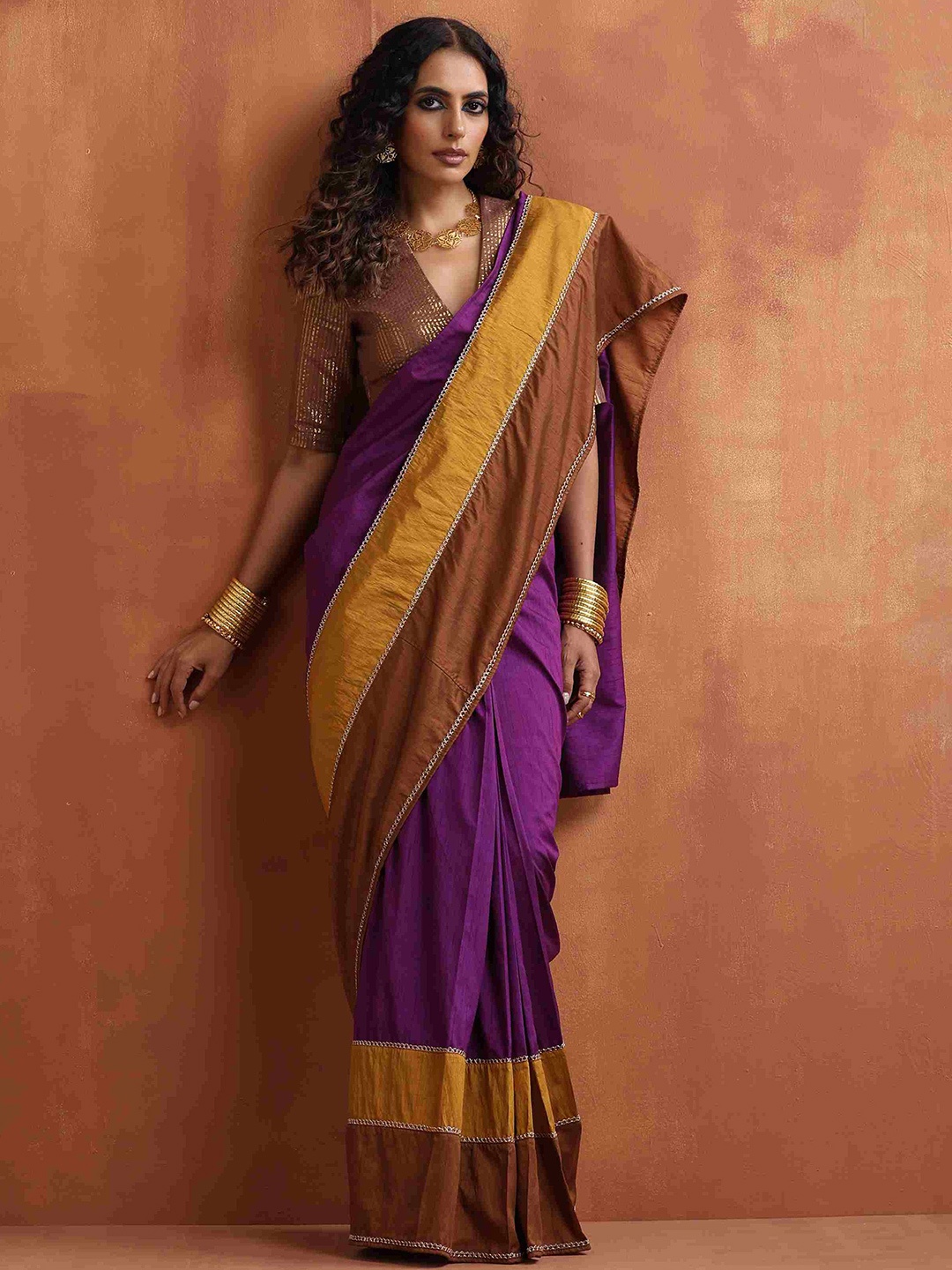 

trueBrowns Ready To Wear Saree, Purple
