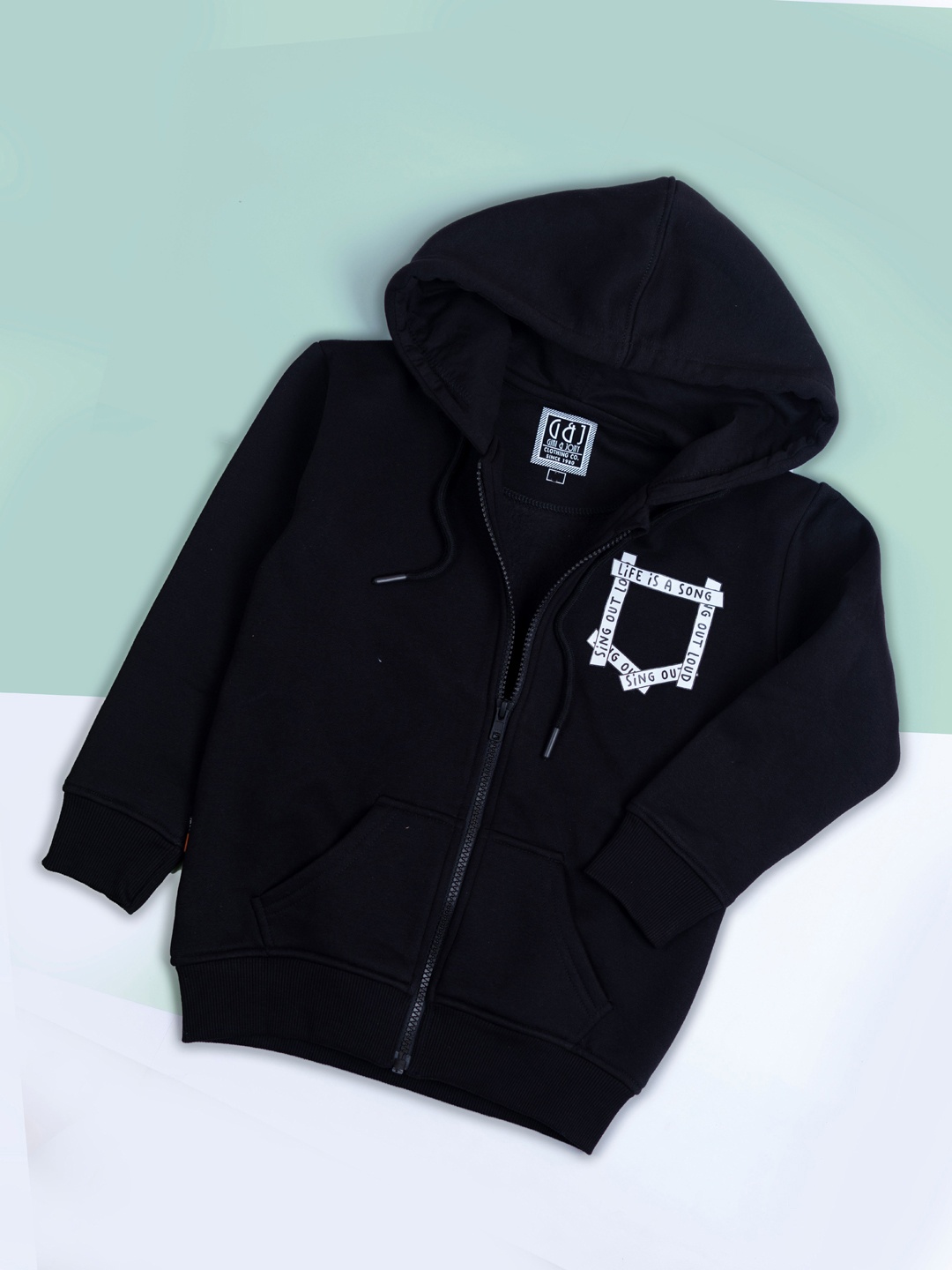 

Gini and Jony Boys Hooded Cotton Open Front Jacket, Black