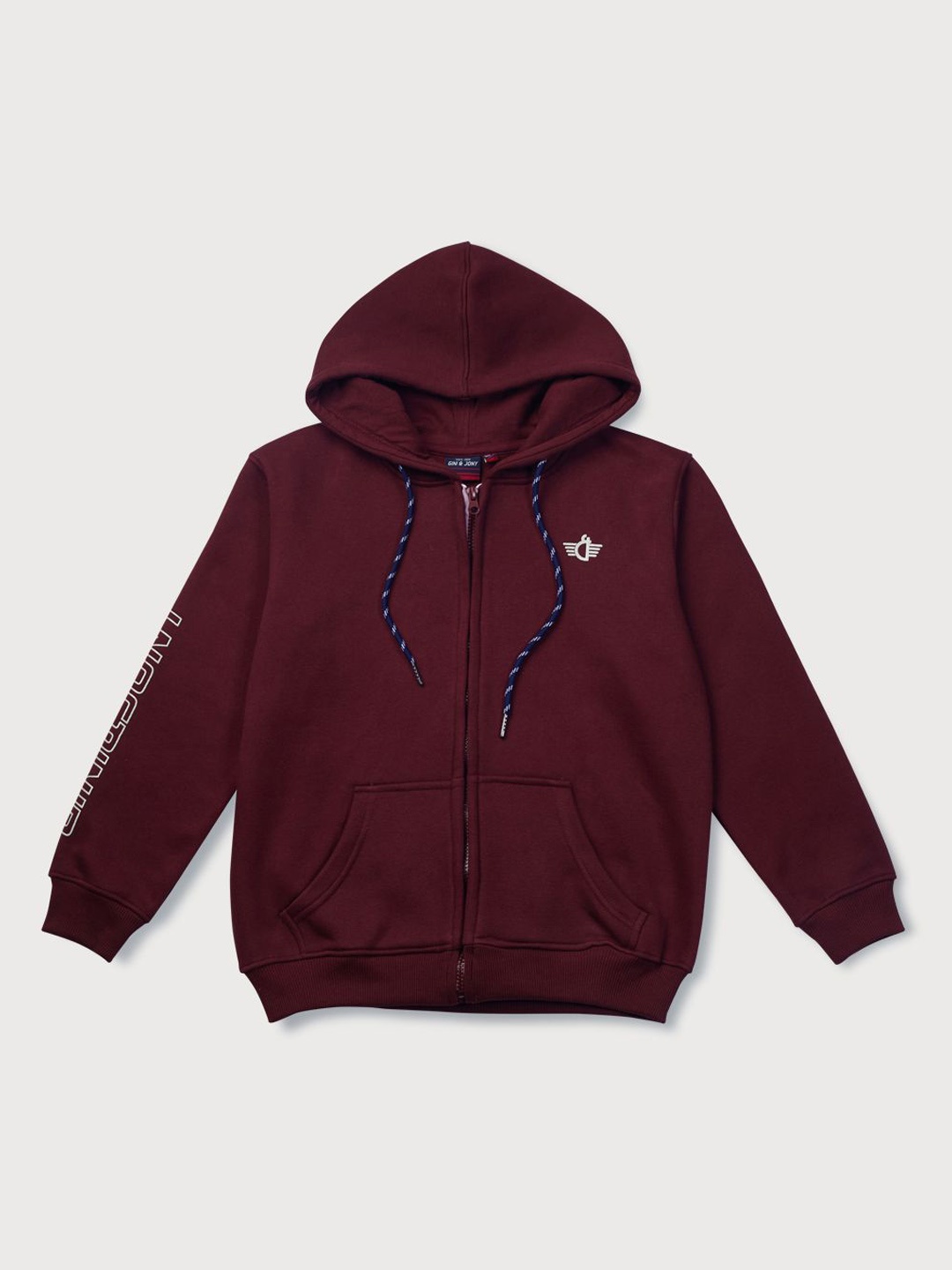 

Gini and Jony Boys Brand Logo Cotton Hooded Jacket, Burgundy