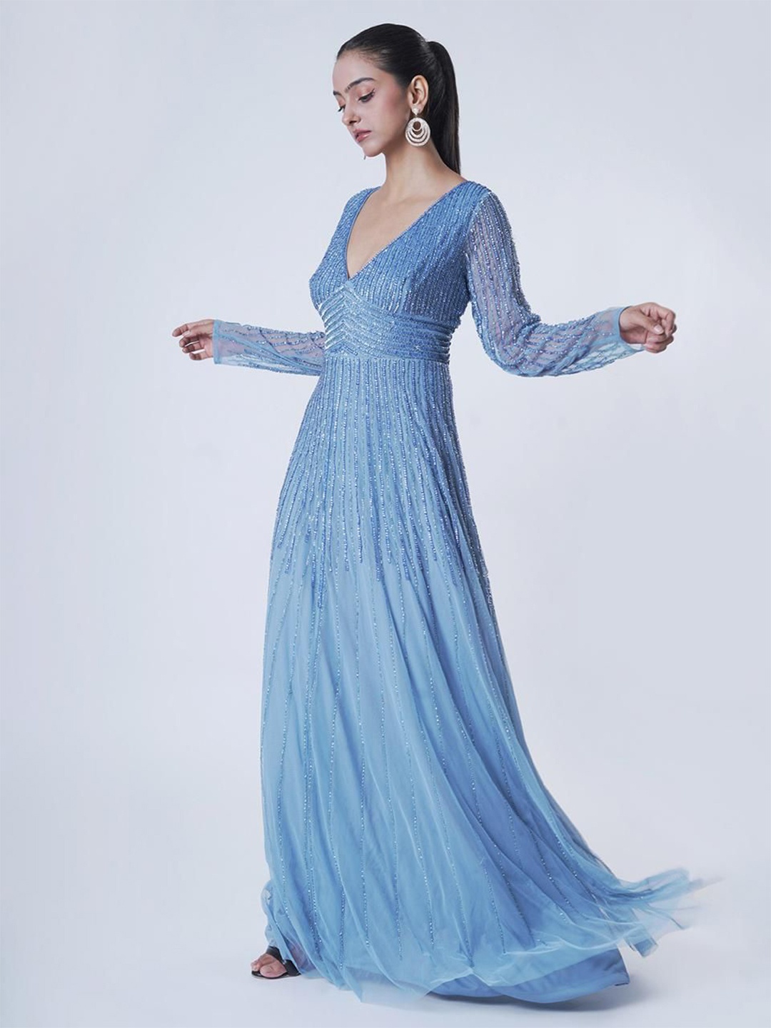 

UPGRADE Embellished Net Maxi Dress, Blue