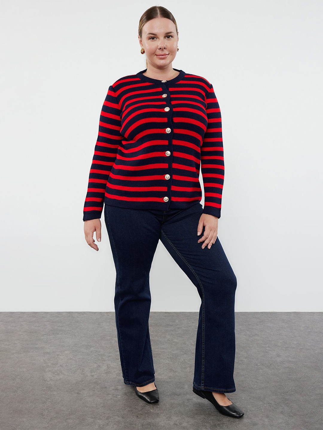 

Trendyol Women Striped Cardigan, Red