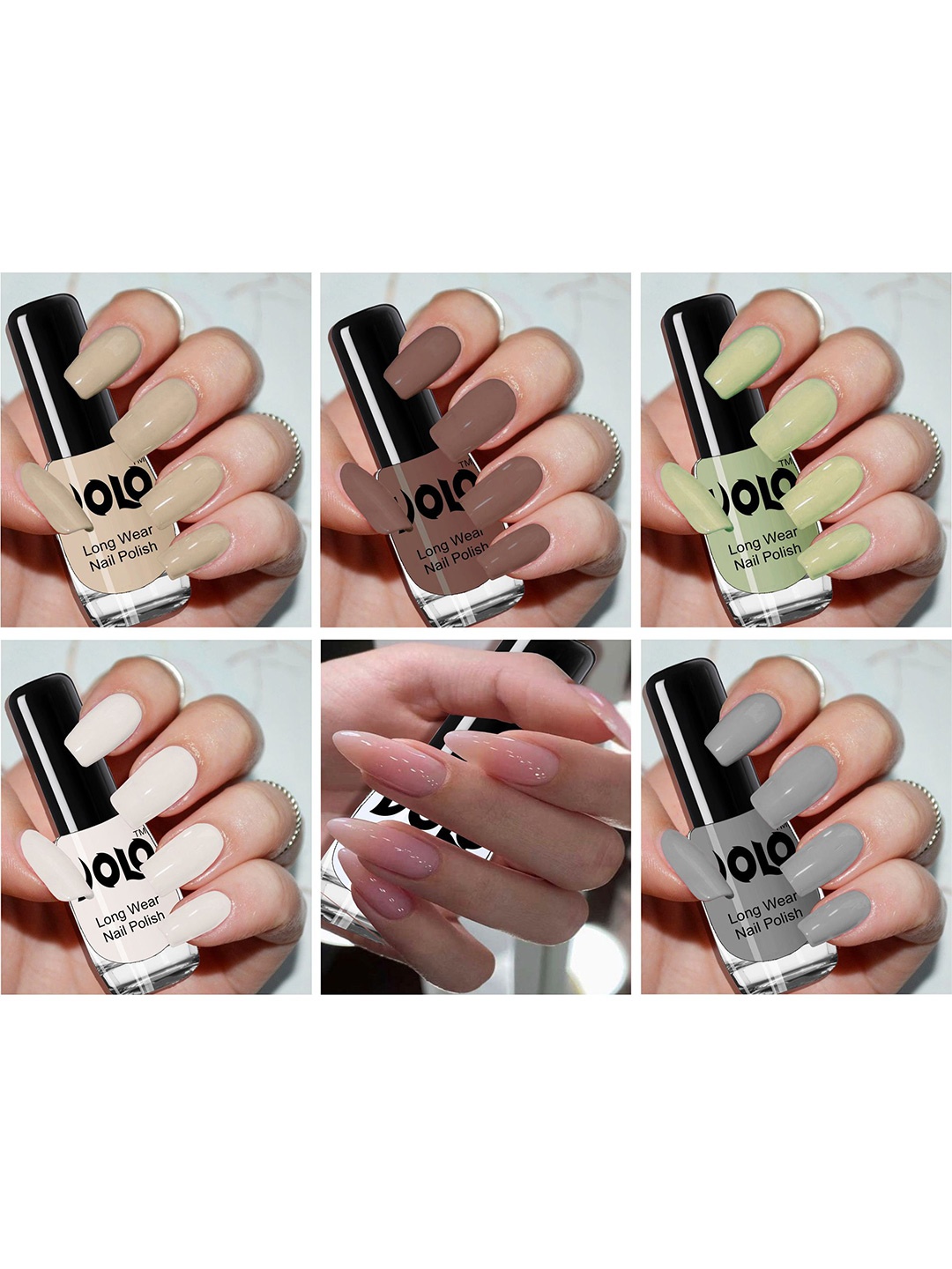 

VOLO Set of 6 Color Rich Toxic Free Perfection Shine Nail Polish-5ml Each-VT-069, Multi