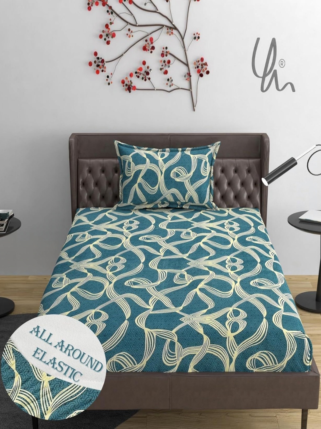 

Innovative Edge Green Geometric Cotton 210 TC Single Bedsheet with 1 Pillow Covers