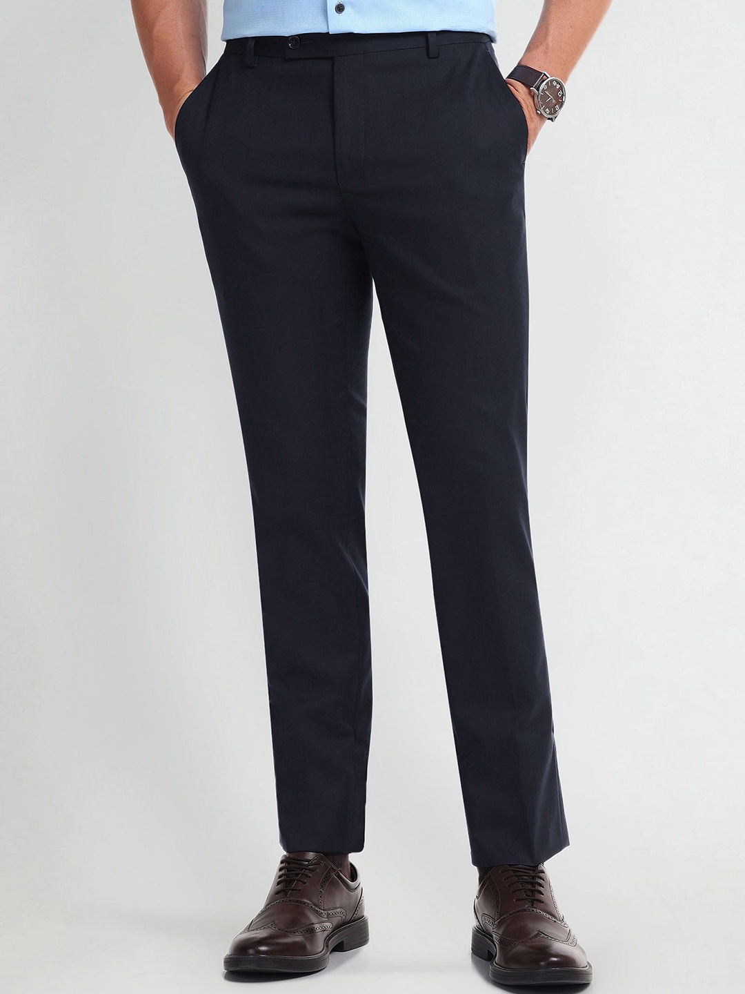 

Arrow Men Mid-Rise Regular Fit Formal Trouser, Blue