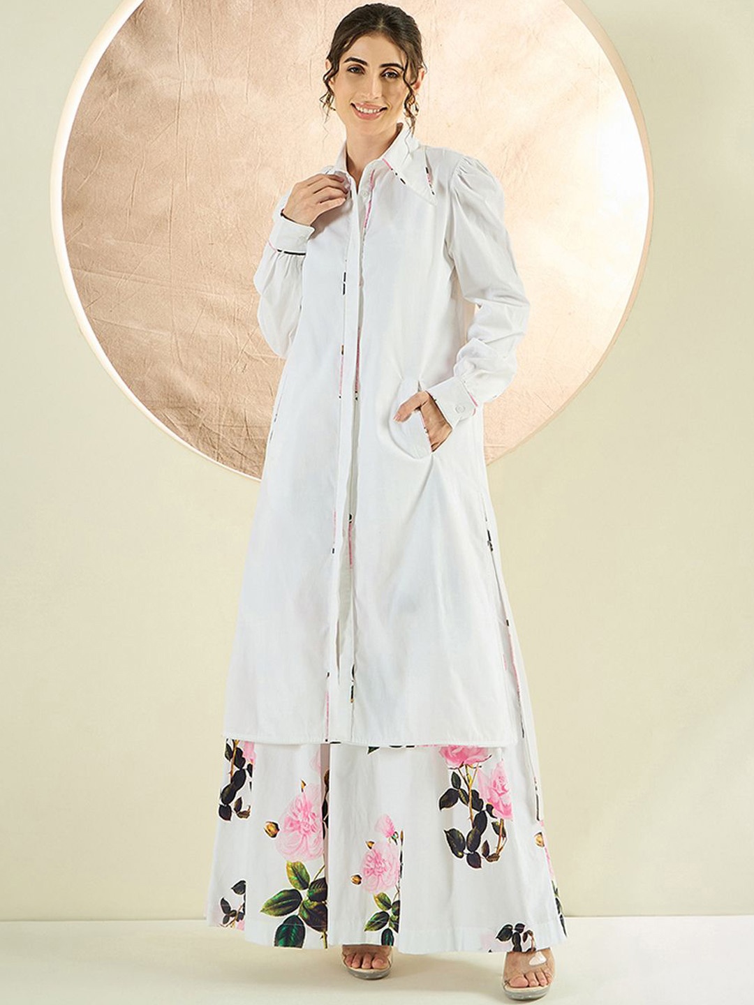 

First Resort by Ramola Bachchan Coat With Palazzos Co-Ords, White