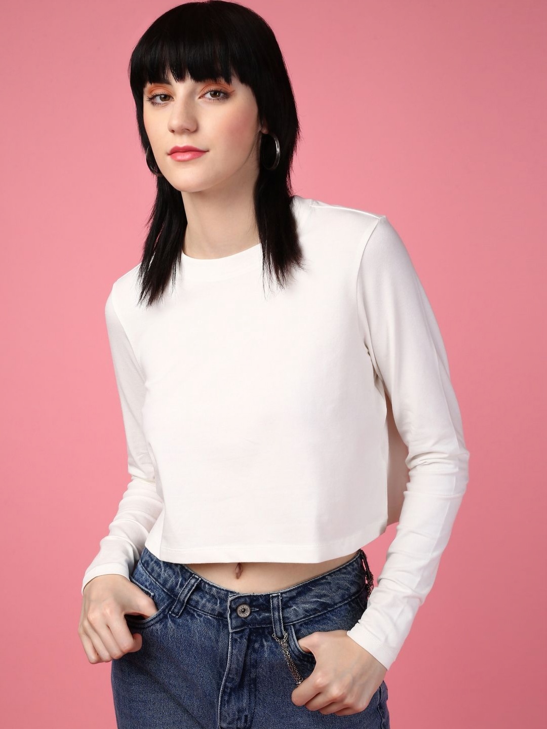 

DressBerry Women Solid Round Neck Cotton Relaxed Fit T-shirt, Off white