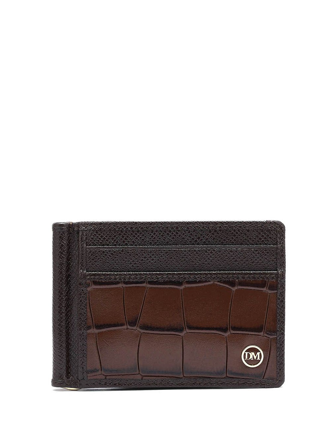 

Da Milano Unisex Textured Leather Money Clip, Brown