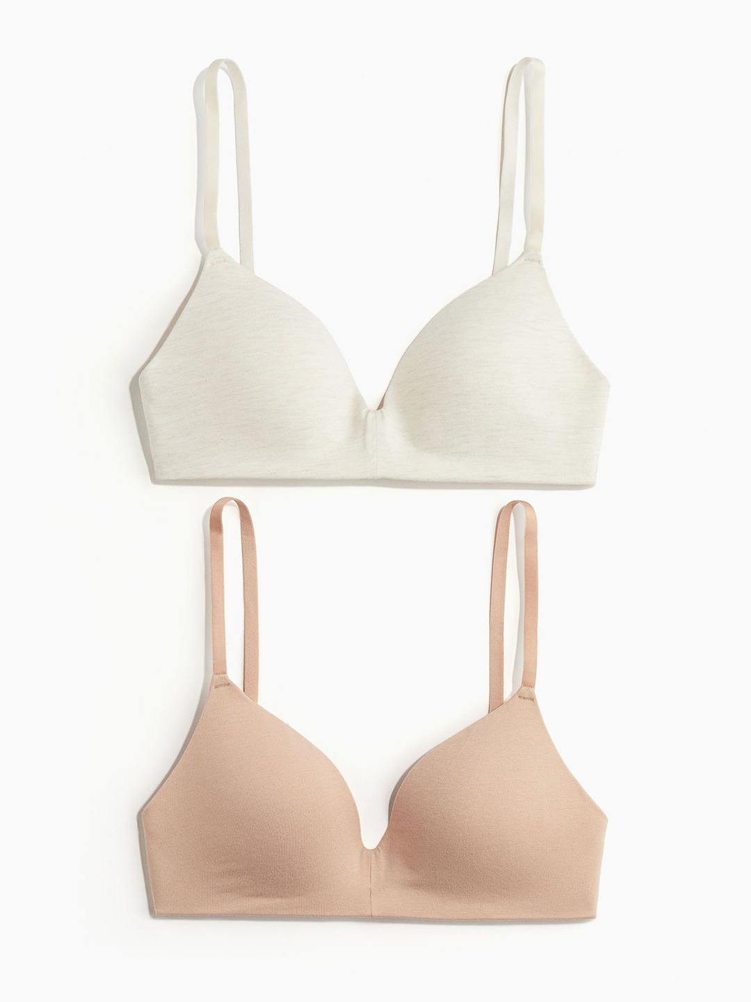 

H&M Pack Of 2 Padded Non-Wired Bra, Beige