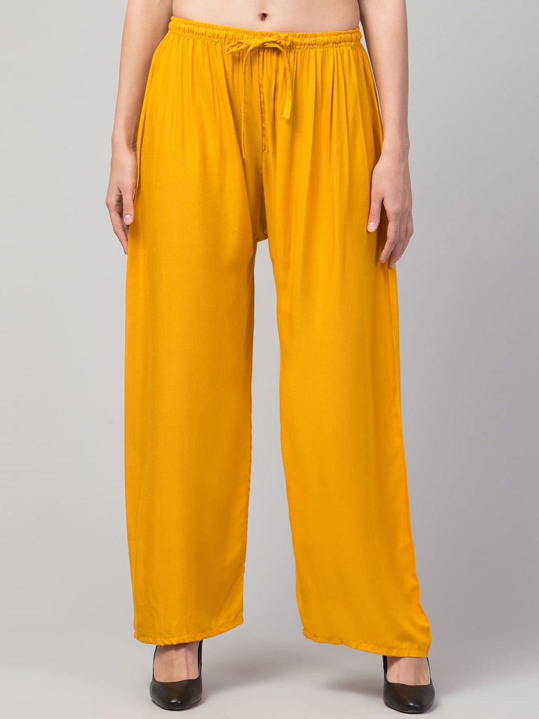 

FAMBEE Women Knitted Palazzos, Mustard