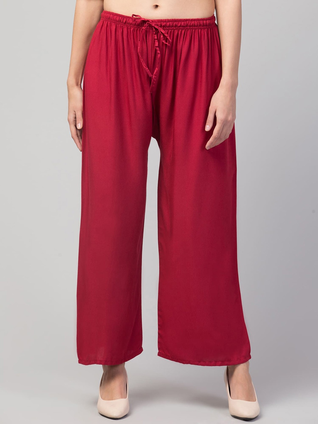 

FAMBEE Women Knitted Palazzos, Maroon