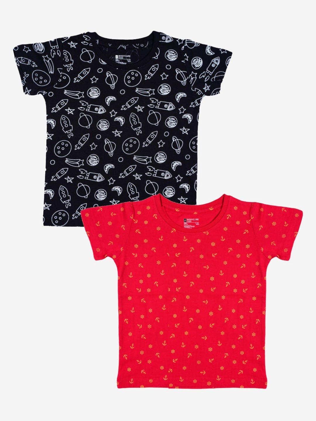 

Bodycare Boys Pack Of 2 Conversational Printed Round Neck Cotton T-shirts, Black