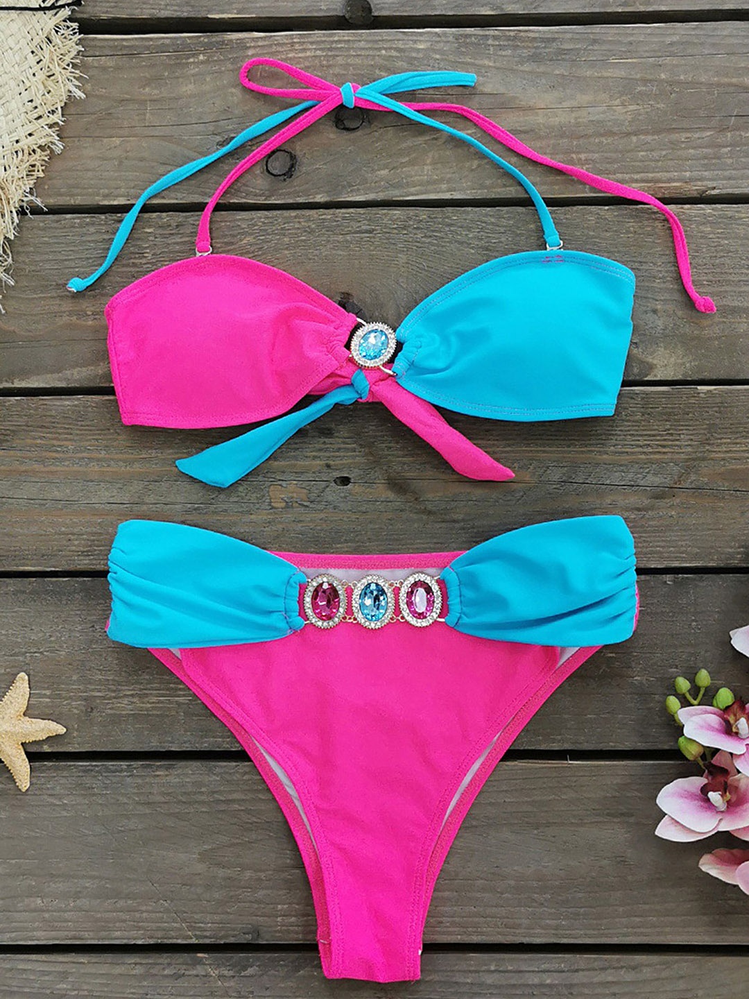 

LULU & SKY Colourblocked Two-Piece Bikini Swim Set, Pink