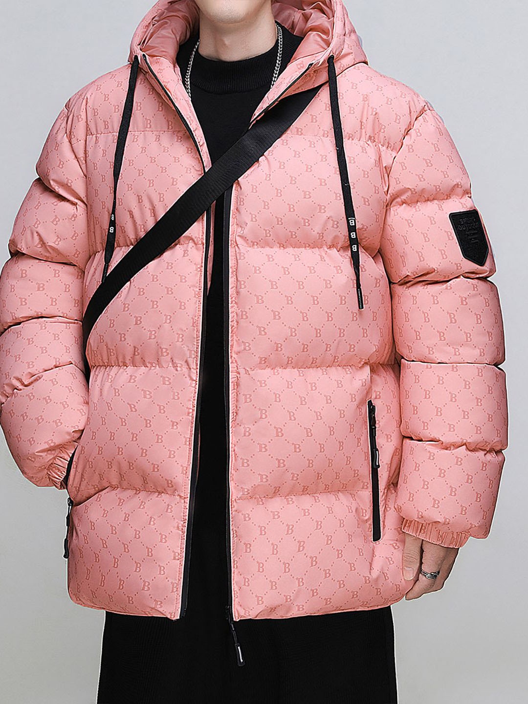 

StyleCast x Revolte Men Printed Hooded Puffer Jacket, Pink