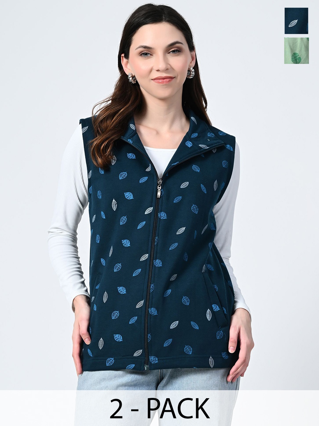 

BAESD Women Pack Of 2 Lightweight Open Front Jacket with Patchwork, Blue