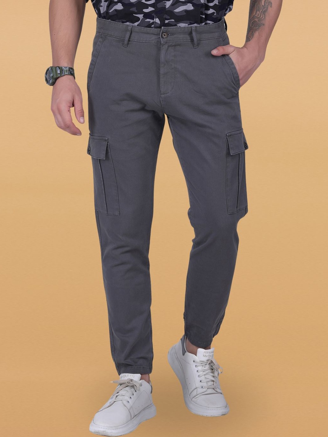 

USMC Men Comfort Slim Fit Cargos Trouser, Black