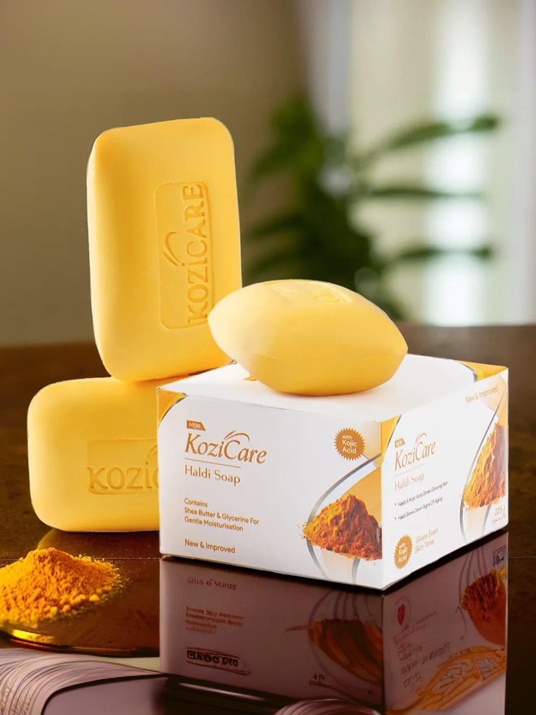 

KOZICARE Set Of 3 Haldi Soap With Shea Butter & Glycerine - 75 g Each, Yellow