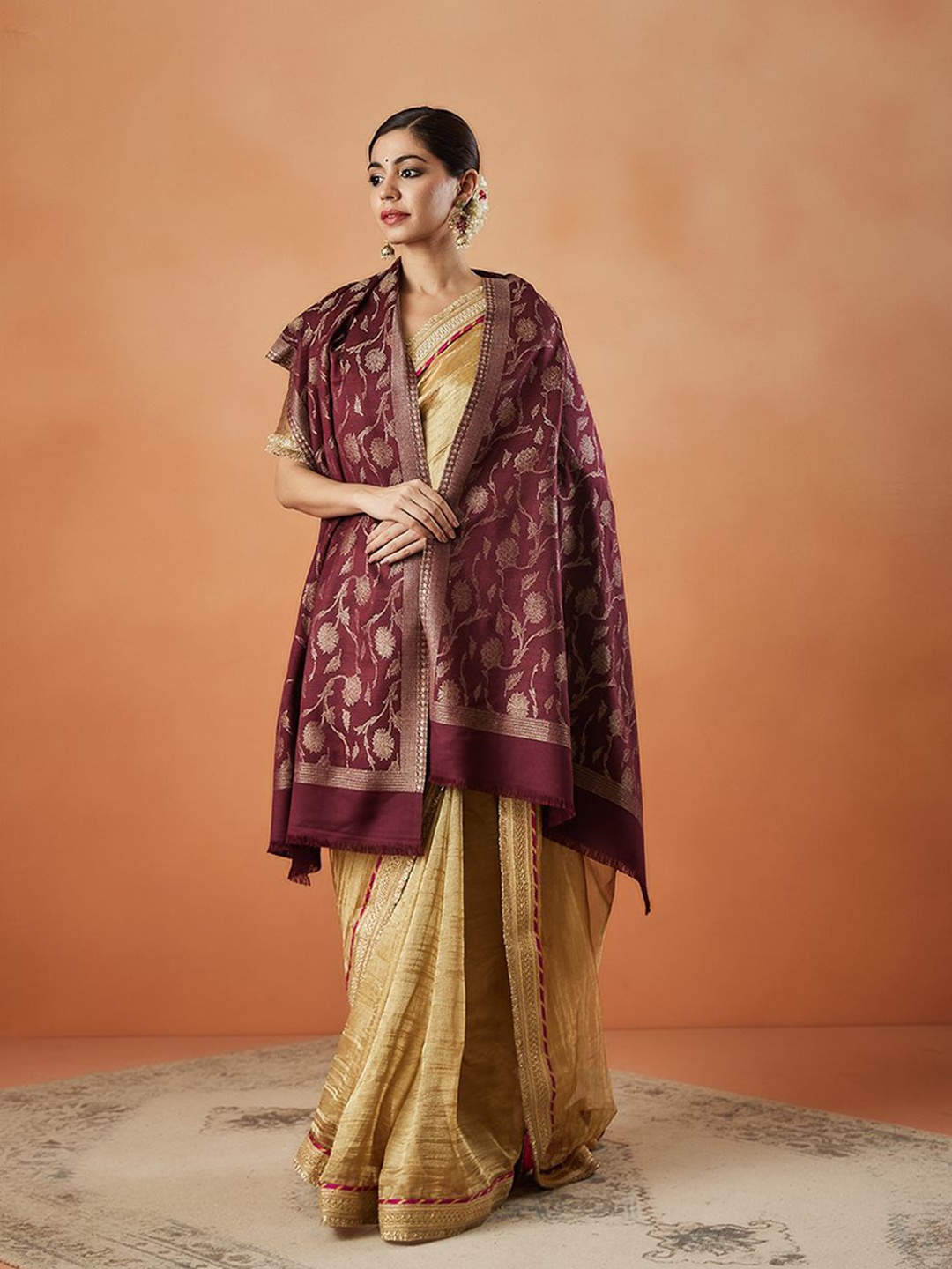 

Pashmoda Women Woven Design Stole, Purple