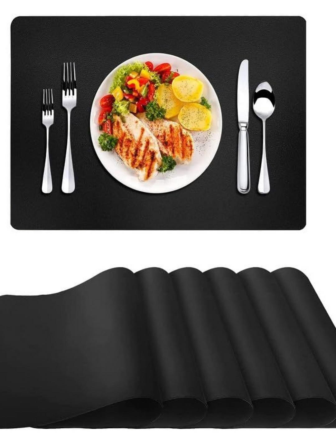 

royalkart Black 6 Pieces Rectangle Shape Table Placemats