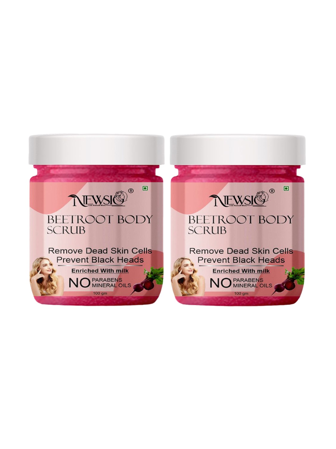 

Newsio Set Of 2 Beetroot Body Scrub - 100g Each, Pink