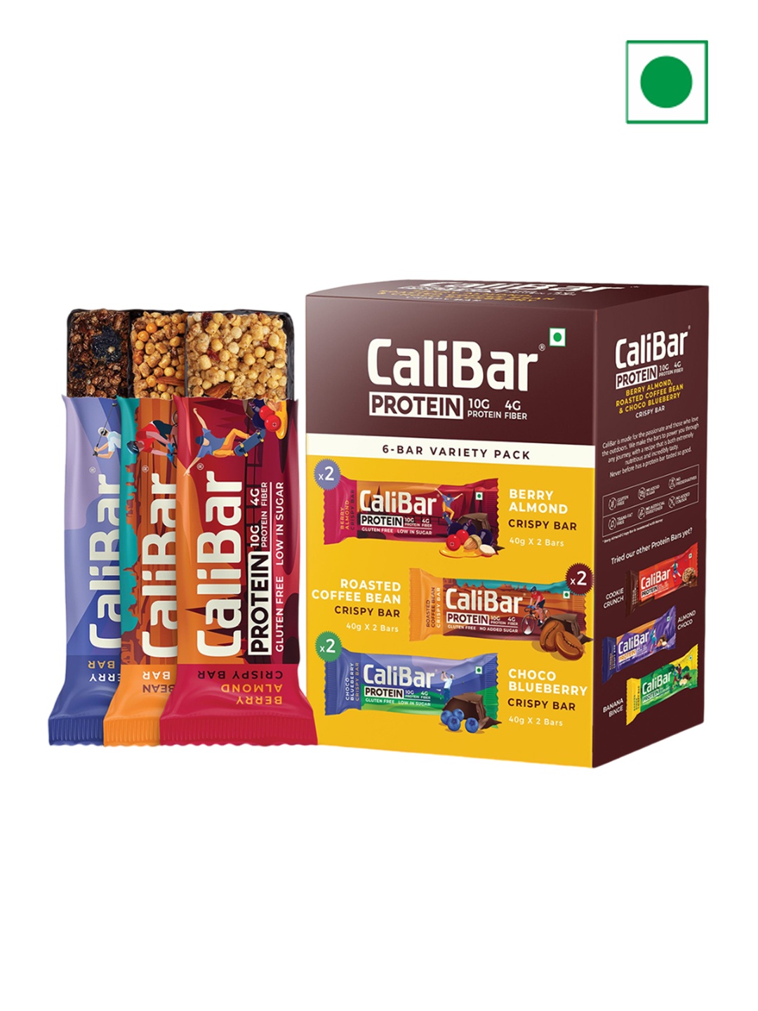 

CaliBar Pack of 6 10g Protein Bar-40g each, Brown