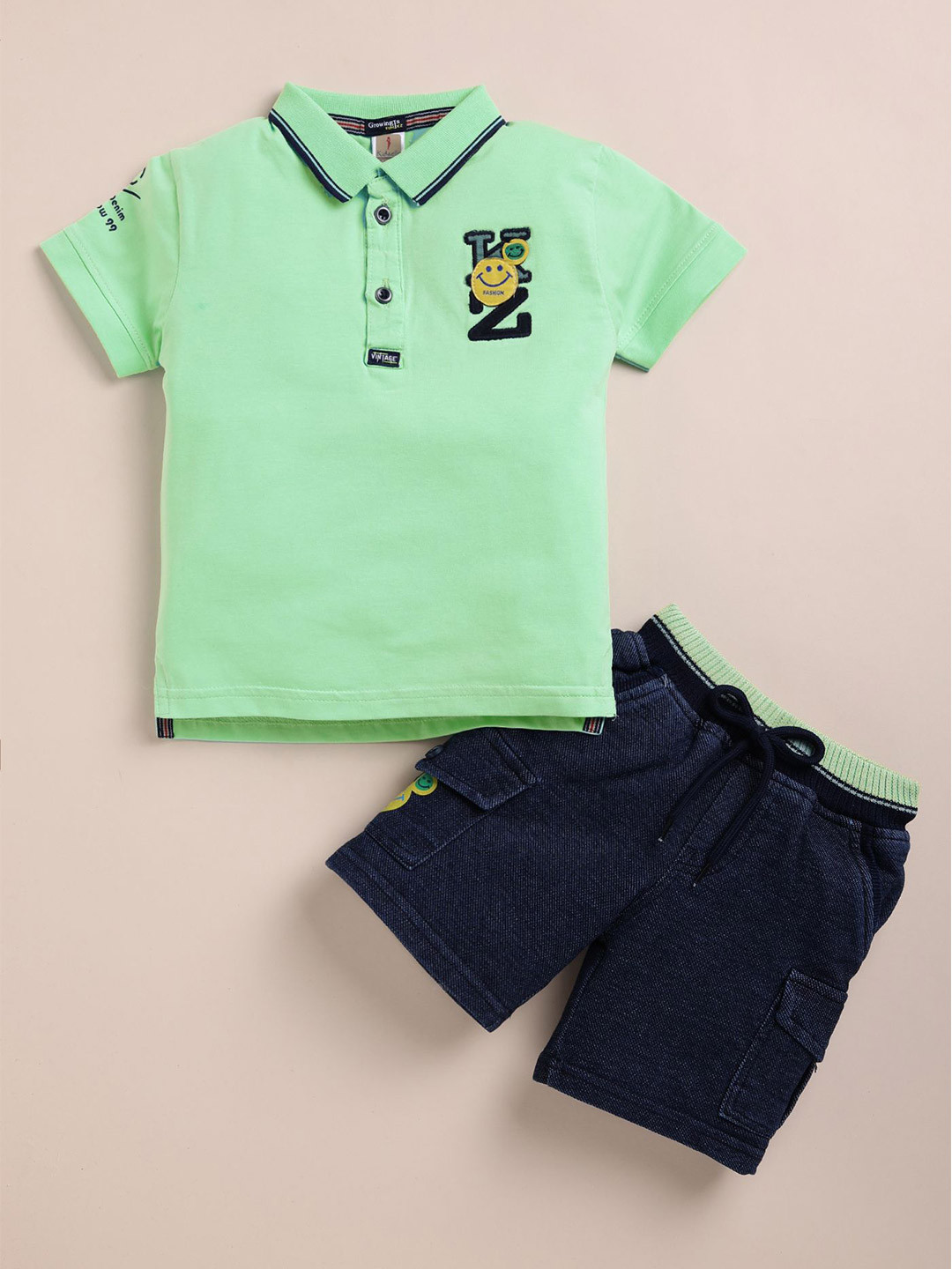 

BAESD Boys Polo Collar Pure Cotton T-Shirt With Shorts, Green