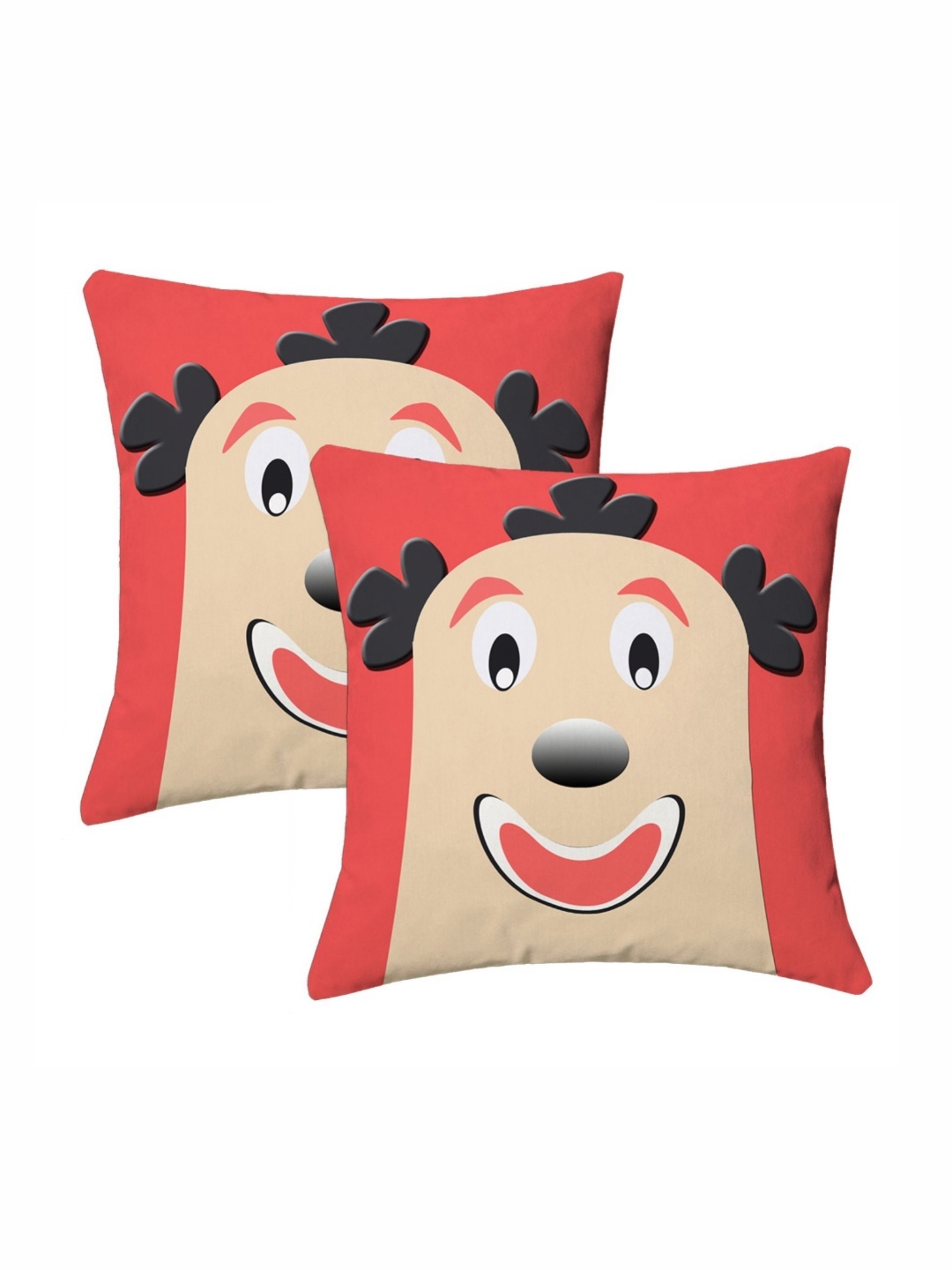 

Lushomes Red & Beige 2 Pieces Cartoon Characters Square Cushion Covers