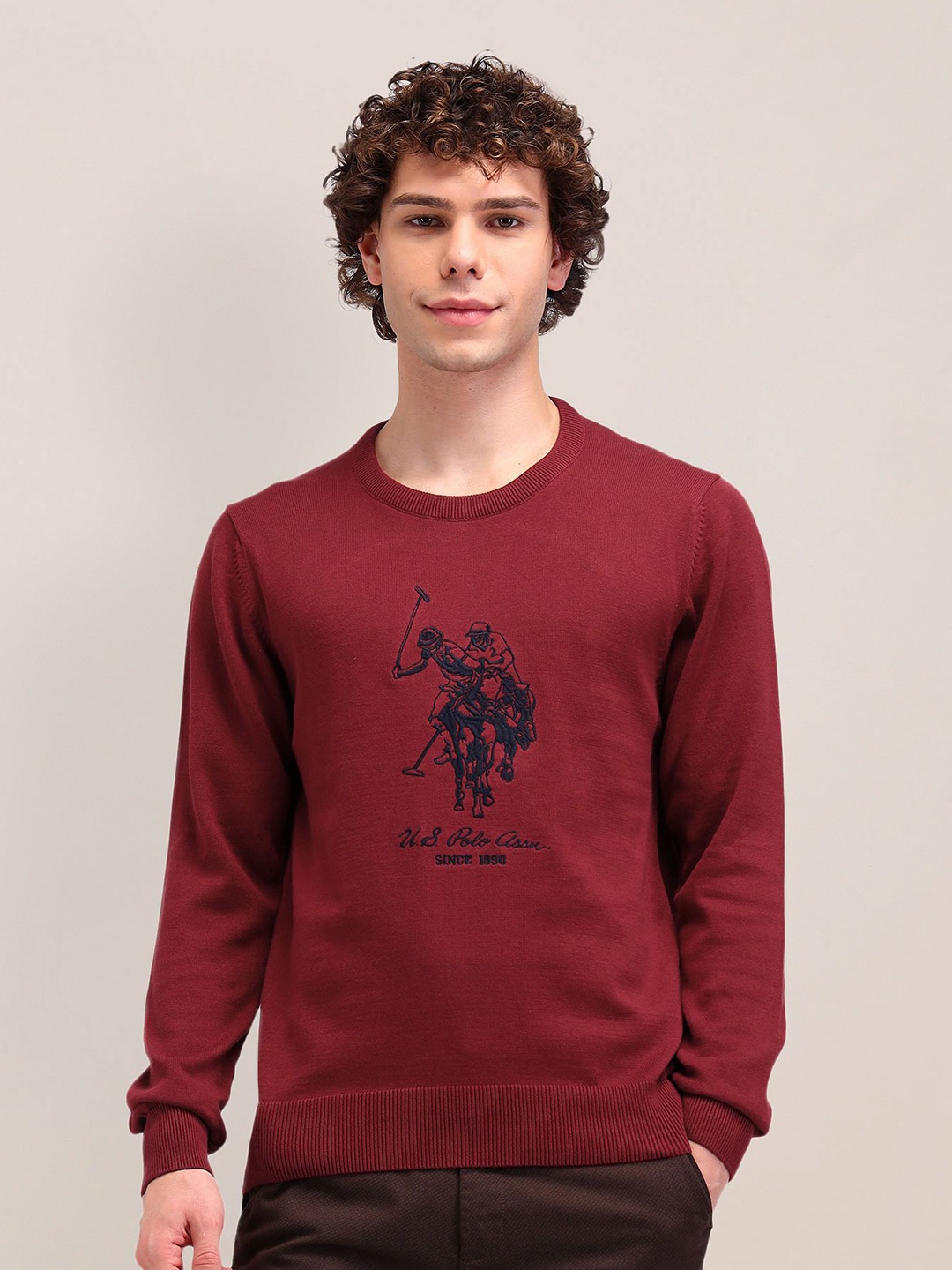 

U.S. Polo Assn. Men Printed Pullover, Maroon