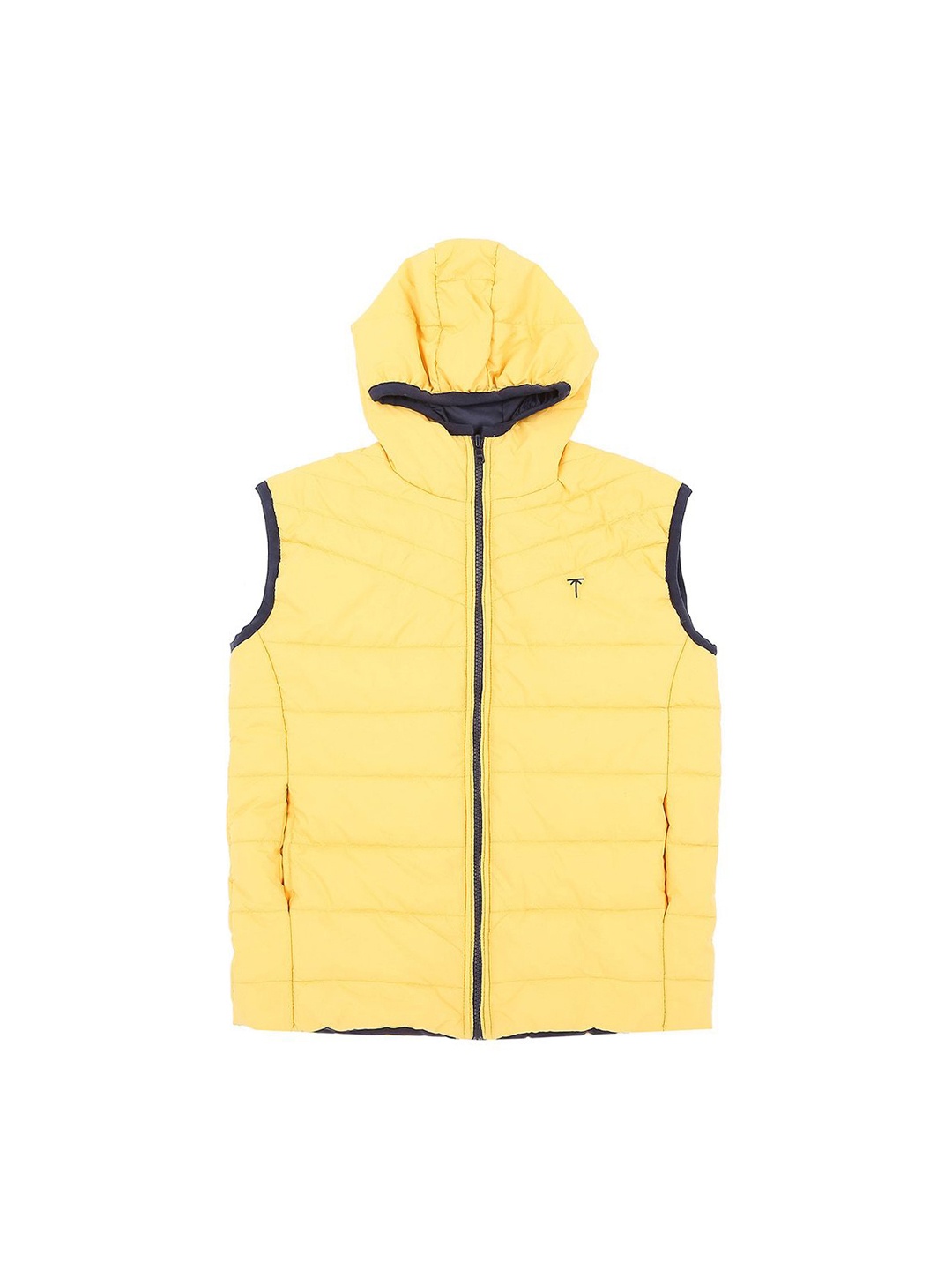 

Palm Tree Boys Hooded Sleeveless Puffer Jacket, Yellow