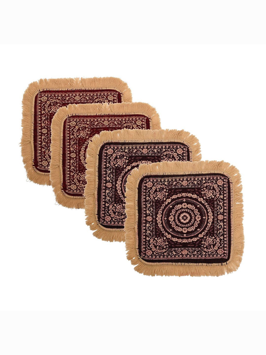 

Kuber Industries Purple & Maroon 4 Pieces Floral Printed Floor Mats