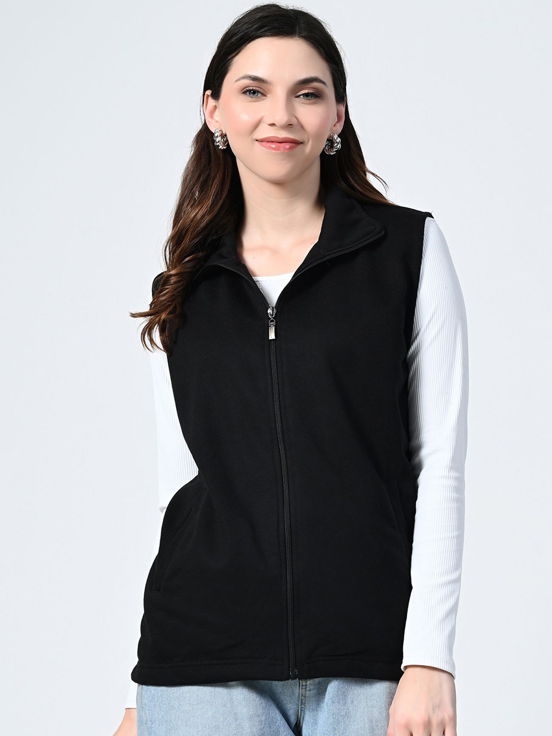 

BAESD Women Spread Collar Open Front Jacket, Black
