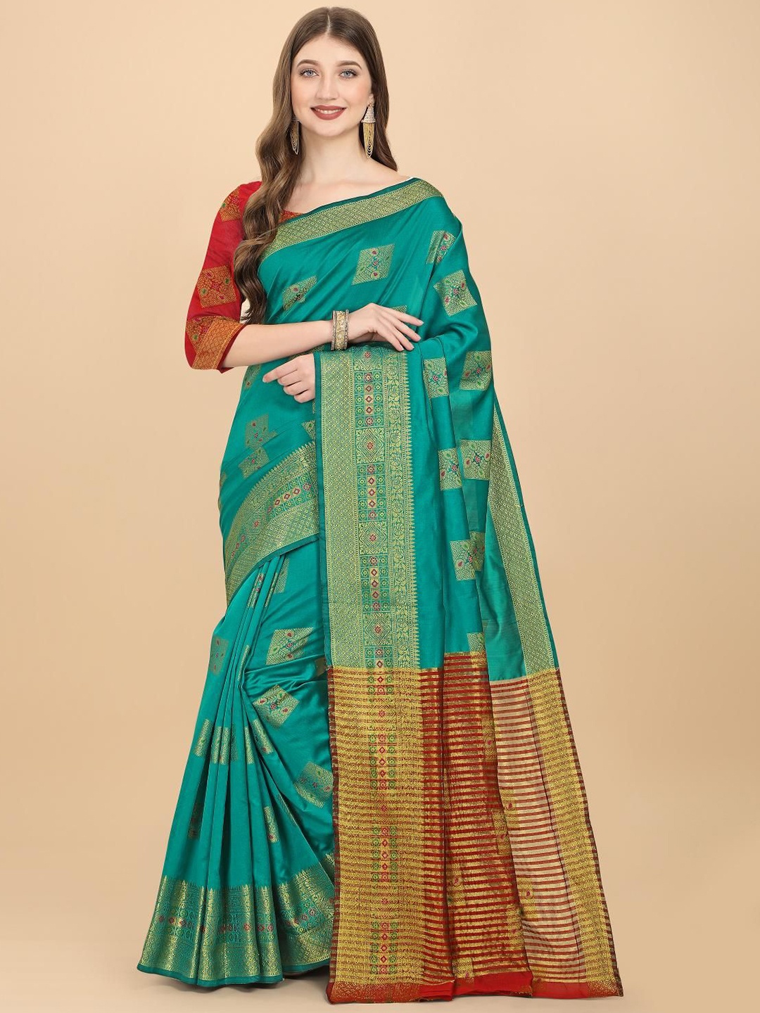 

Areca Designer Ethnic Motifs Zari Banarasi Saree, Green