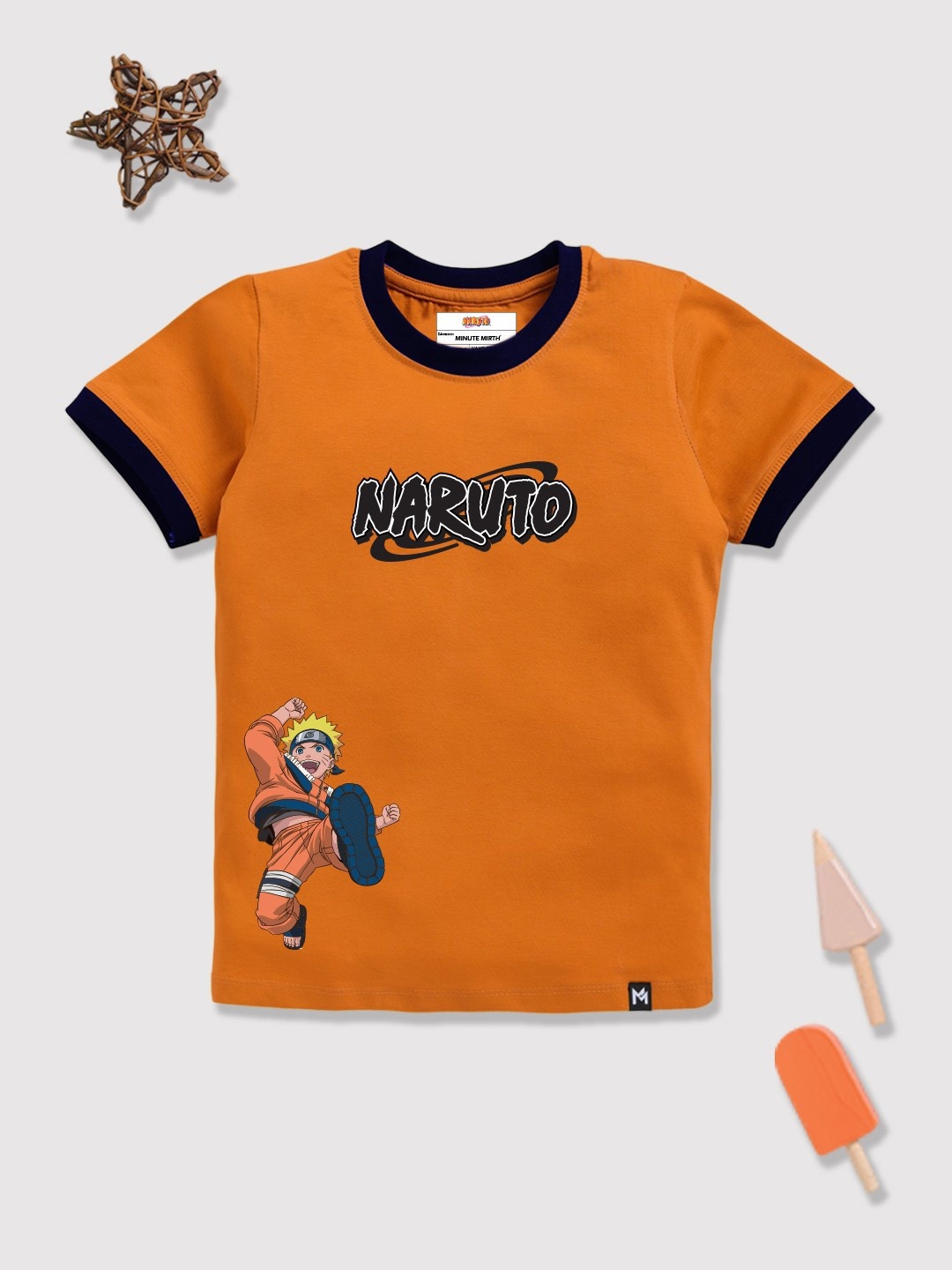 

YK X Minute Mirth Boys Naruto Printed Cotton T-shirt, Orange