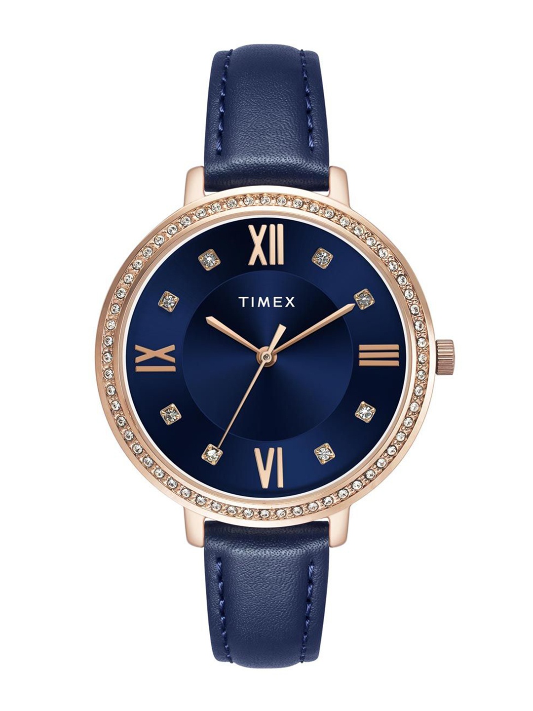 

Timex Women Embellished Dial & Leather Straps Analogue Watch TWEL14712, Blue