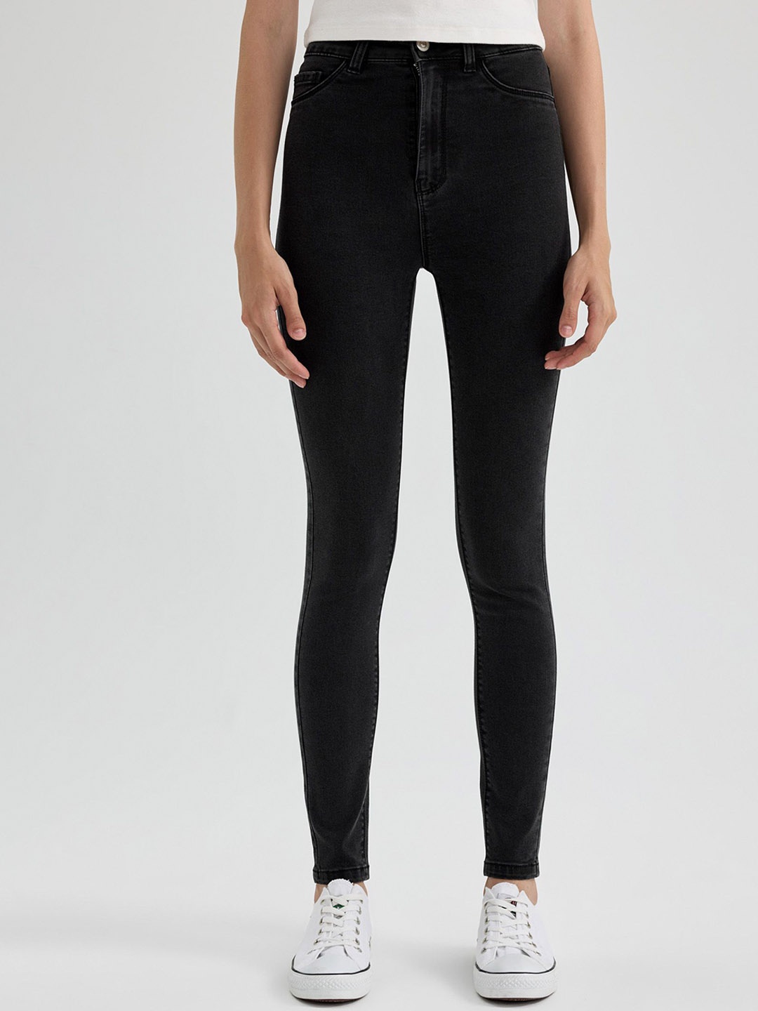 

DeFacto Women Cotton Mid-Rise Slim Fit Jeans, Black