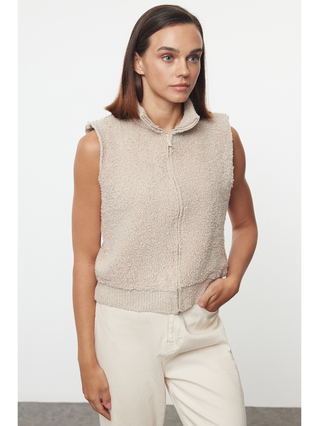 

Trendyol Sleeveless Cardigan Sweaters, Beige
