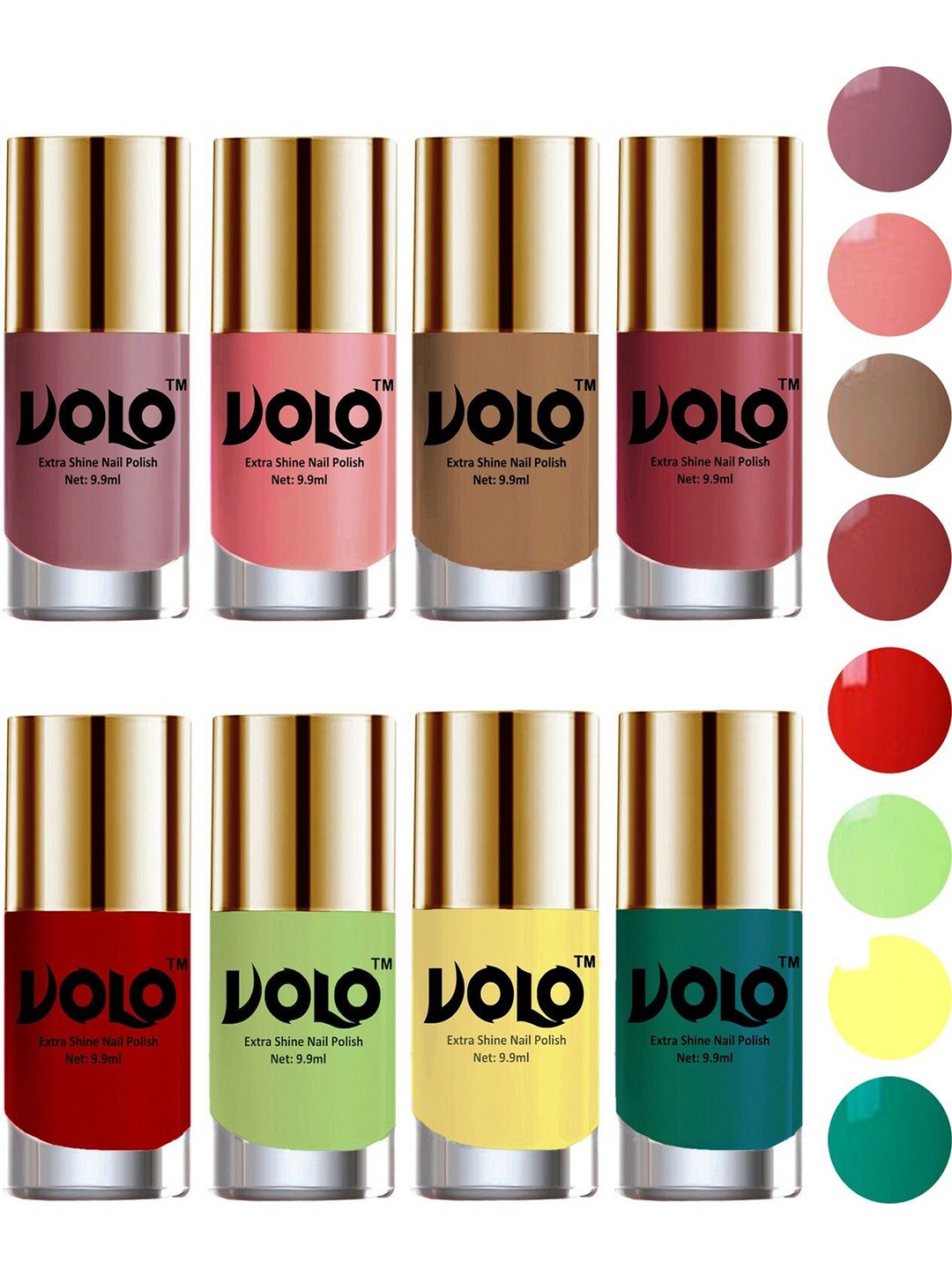 

VOLO Set Of 8 Extra Shine Long Lasting Combo Nail Polish- 9.9ml Combo-No-53, Pink