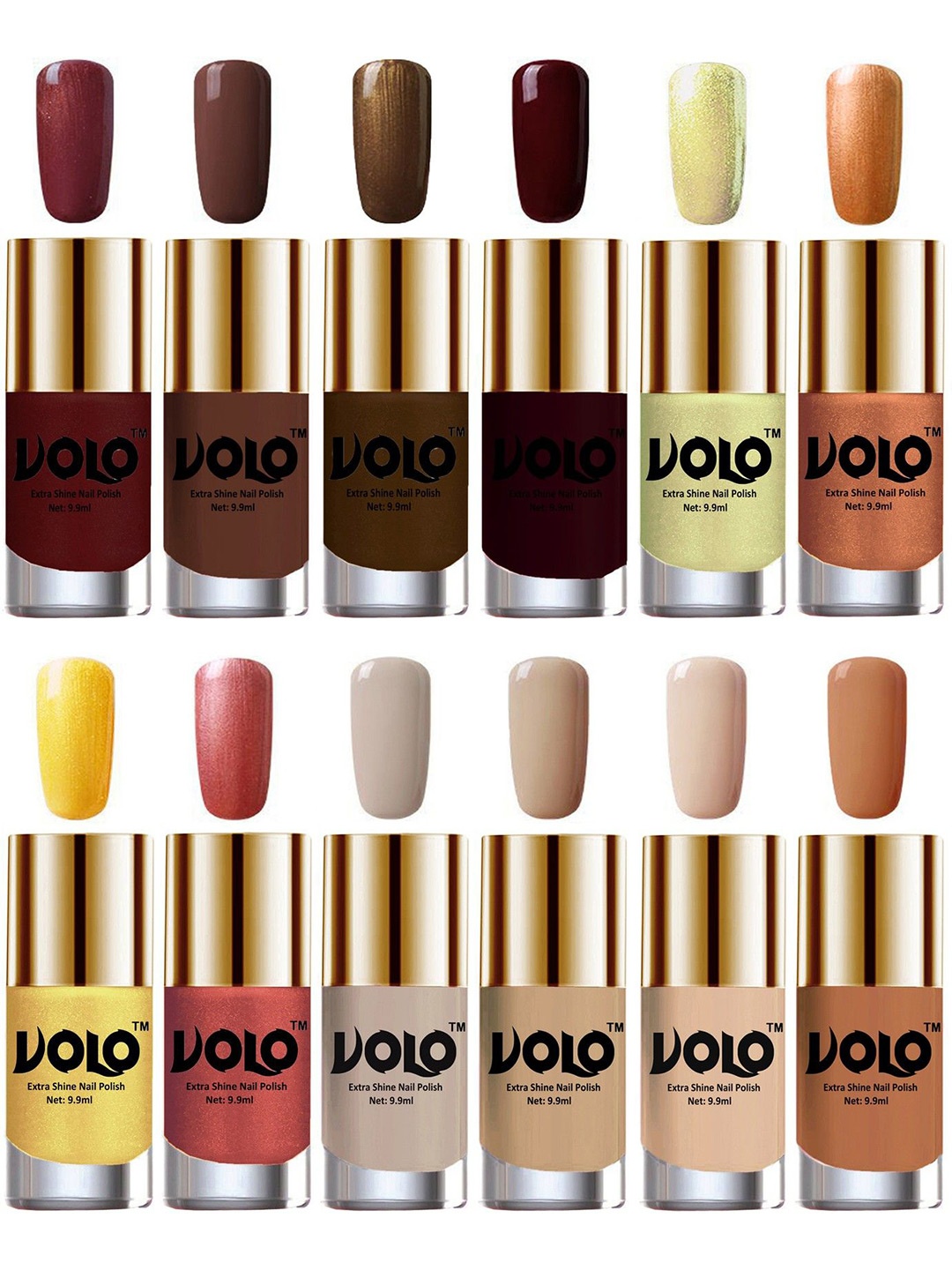 

VOLO Set of 12 Luxury Super Shine Vibrant Shades Nail Polish-9ml Each-Combo No-364, Multi