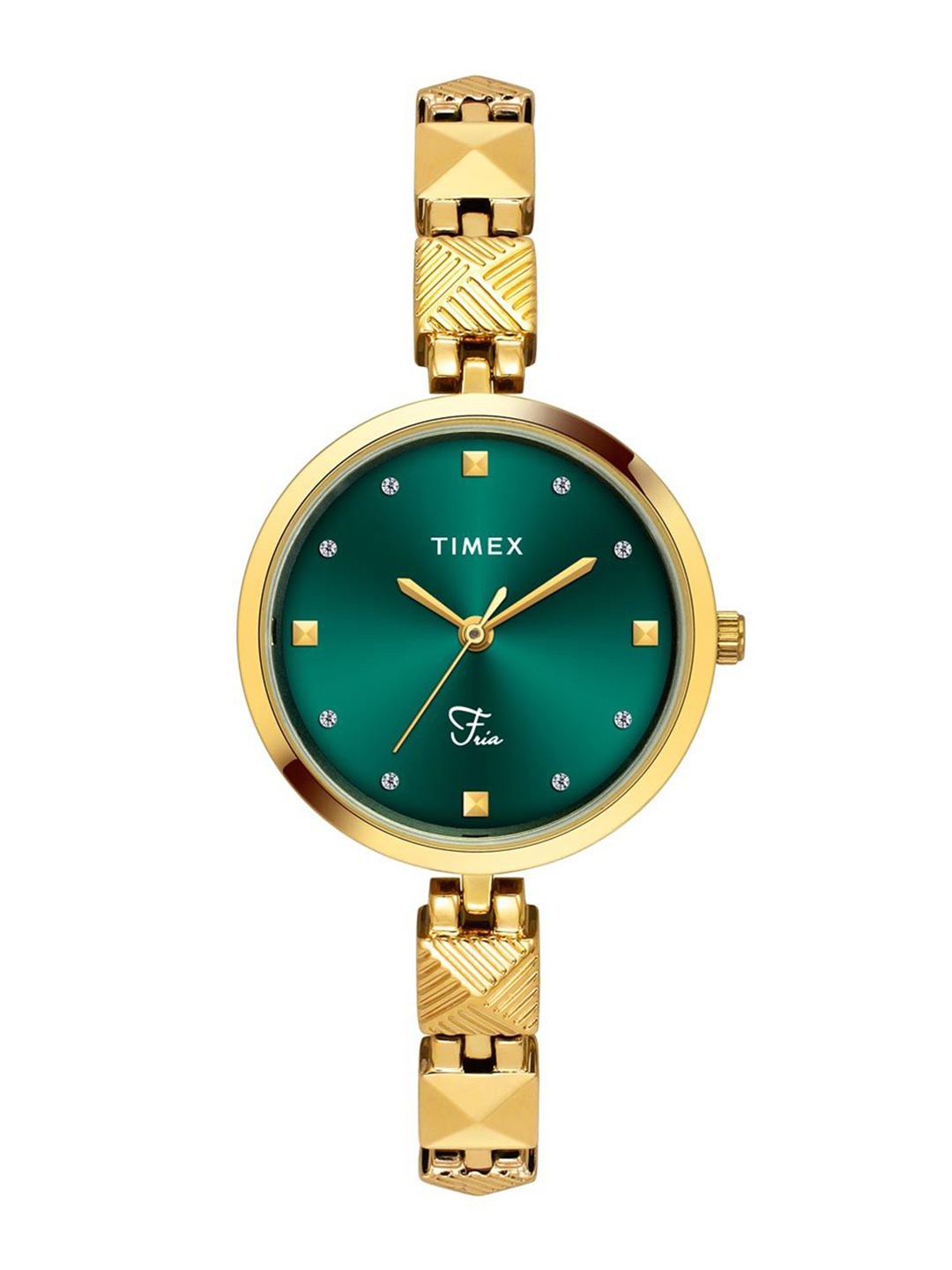 

Timex Women Embellished Dial & Bracelet Style Straps Analogue Watch TWEL18308, Green