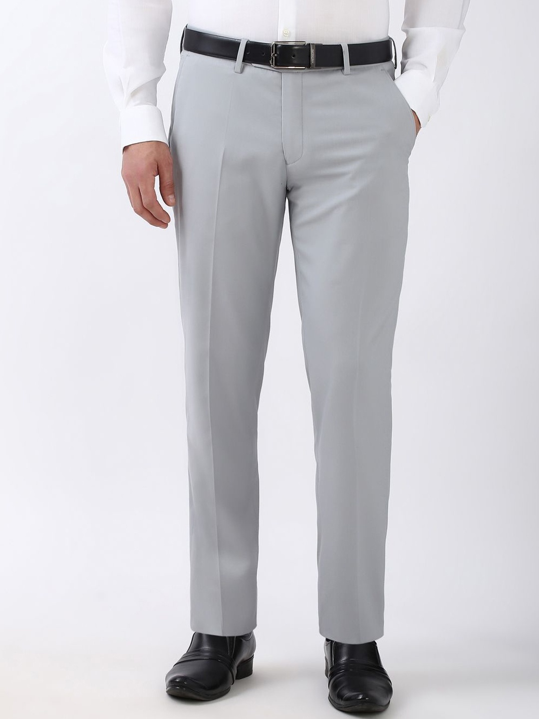 

Peter England Men Slim Fit Trousers, Grey